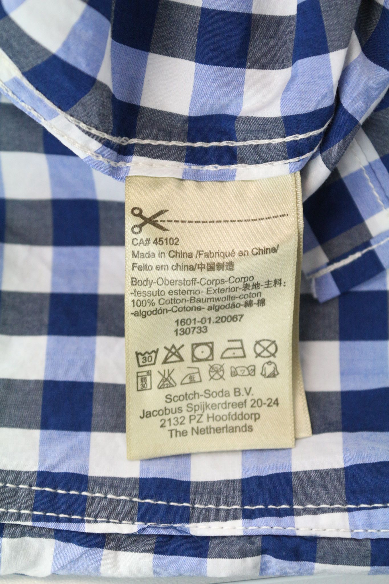 Scotch & Soda S Blue Gingham Cotton Button Shirt 75021 Size US S / EU 44-46 / 1 - 7 Thumbnail