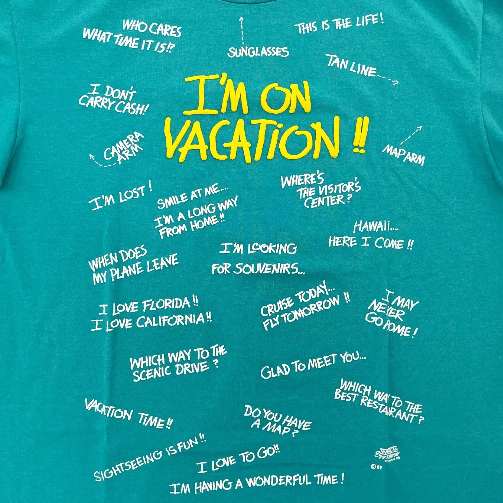 Hanes VINTAGE Hanes Vacation Shirt T-Shirt Teal 80s Adults XL Crew Neck Short Sleeve Single Stitch Vintage 80s Mens XL Teal Script Travel USA Quotes Size US XL / EU 56 / 4 - 4 Thumbnail