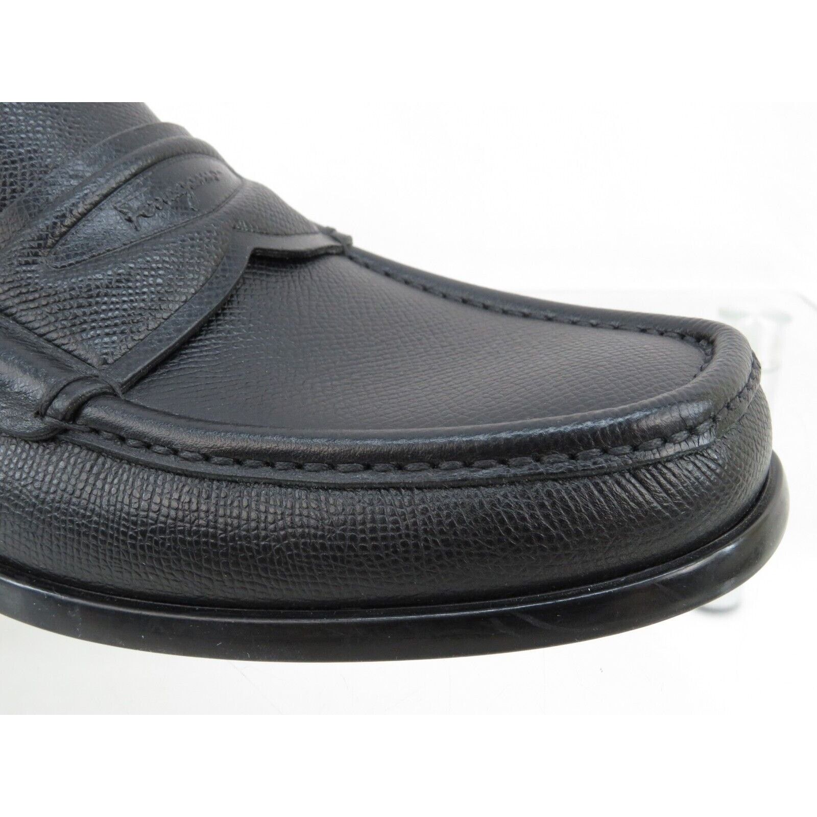 Salvatore Ferragamo LANZAROTE BLACK SAFFIANO LEATHER LOGO PENNY LOAFERS 11 D Size US 11 / EU 44 - 12 Thumbnail