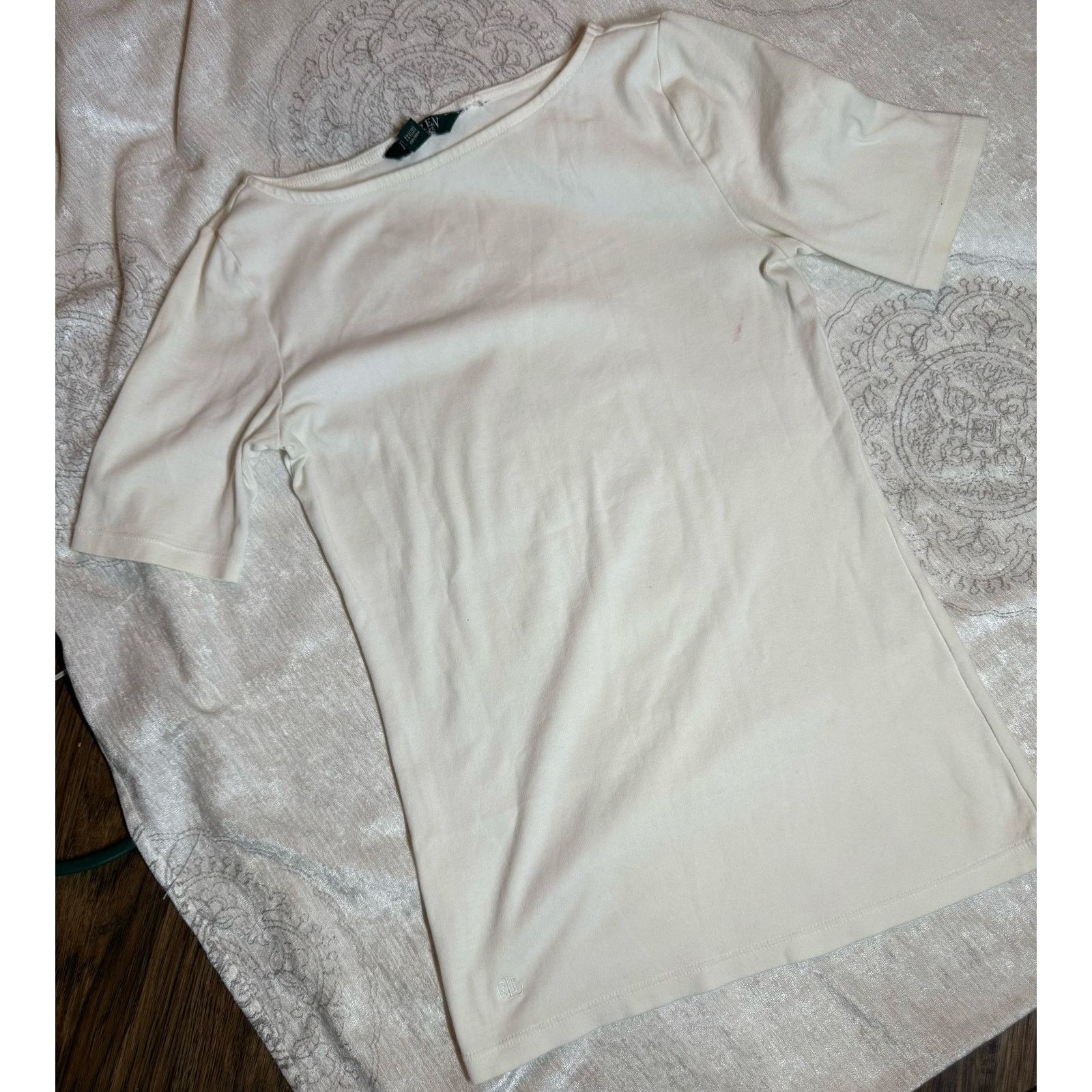 Lauren Ralph Lauren Lauren Ralph Lauren Stretch Boat Neck Short Sleeve Shirt Size XS / US 0-2 / IT 36-38 - 2 Thumbnail