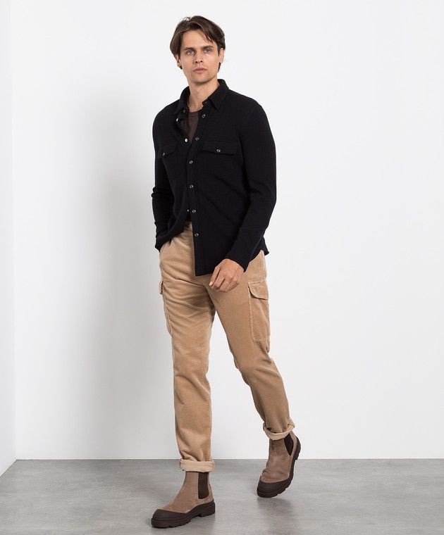 Brunello Cucinelli o1w1db10326 Wool Cashmere Silk Shirt in Black Size US S / EU 44-46 / 1 - 2 Thumbnail