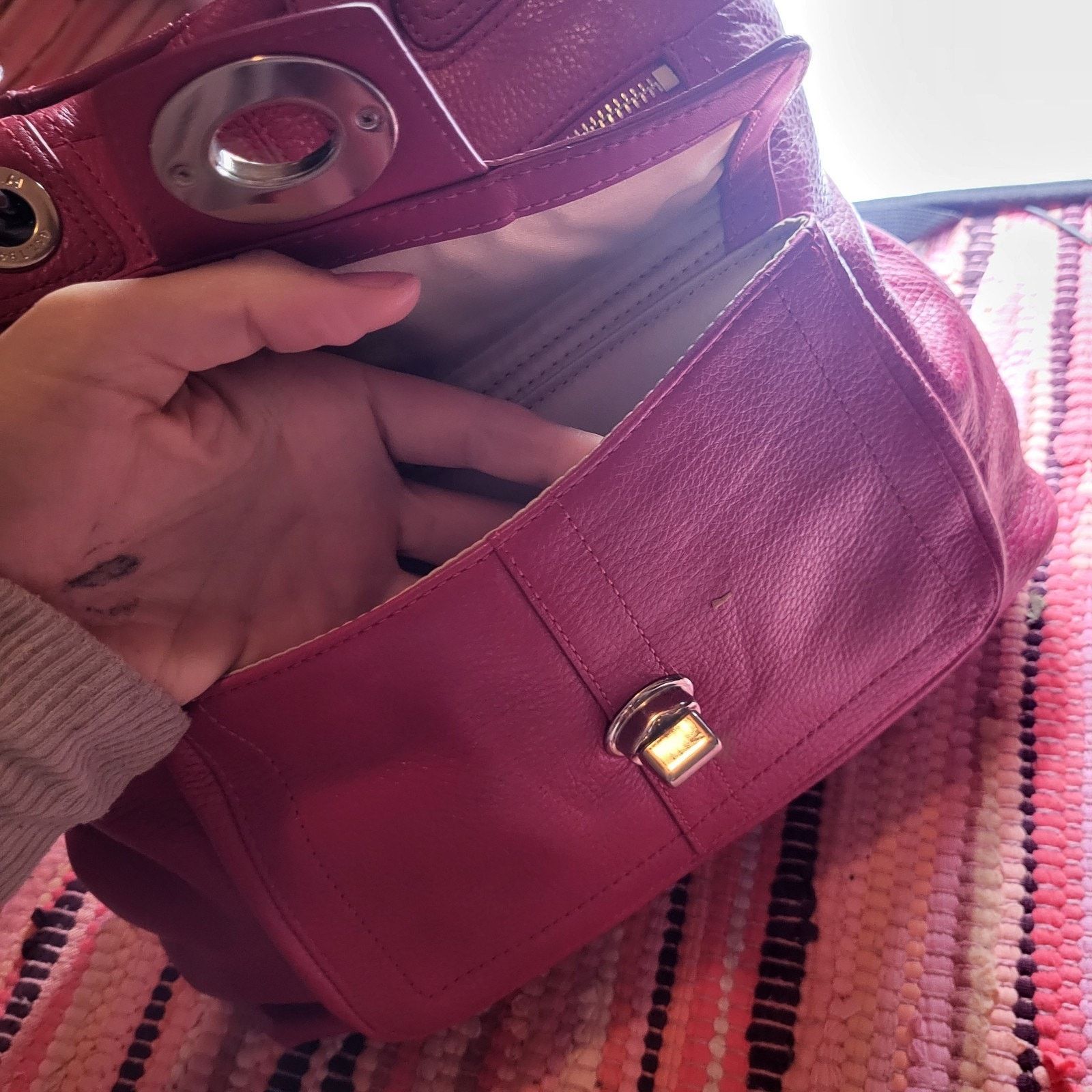 Coach Red COACH Hampton F15694 Pebbled Leather Turnlock Shoulder Size ONE SIZE - 8 Thumbnail