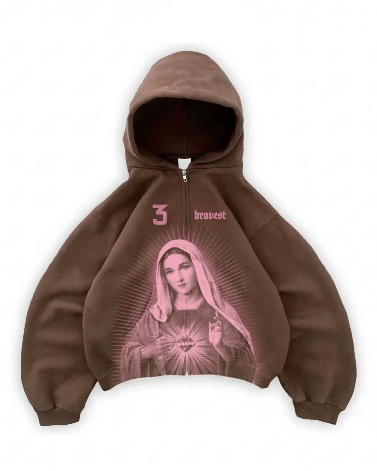 Bravest Studios Mary Zip Up Hoodie Brown (UPGRADED) Size US XL / EU 56 / 4 - 1 Thumbnail