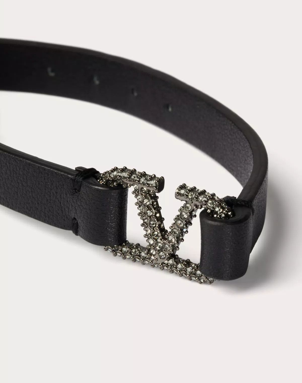 Valentino oc11z0725 Size:OS/Leather And Crystal Bracelets in Black Size ONE SIZE - 2 Thumbnail