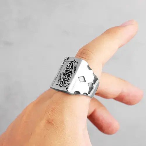 Jewelry Grim Reaper Poker King Skull Ring Size ONE SIZE - 2 Thumbnail