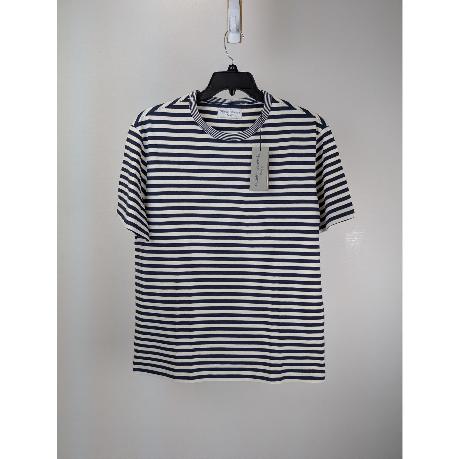 Officine Generale o1rshd1 Short Sleeve Tee T-Shirt Stripe in Navy/White Size US XL / EU 56 / 4 - 1 Thumbnail