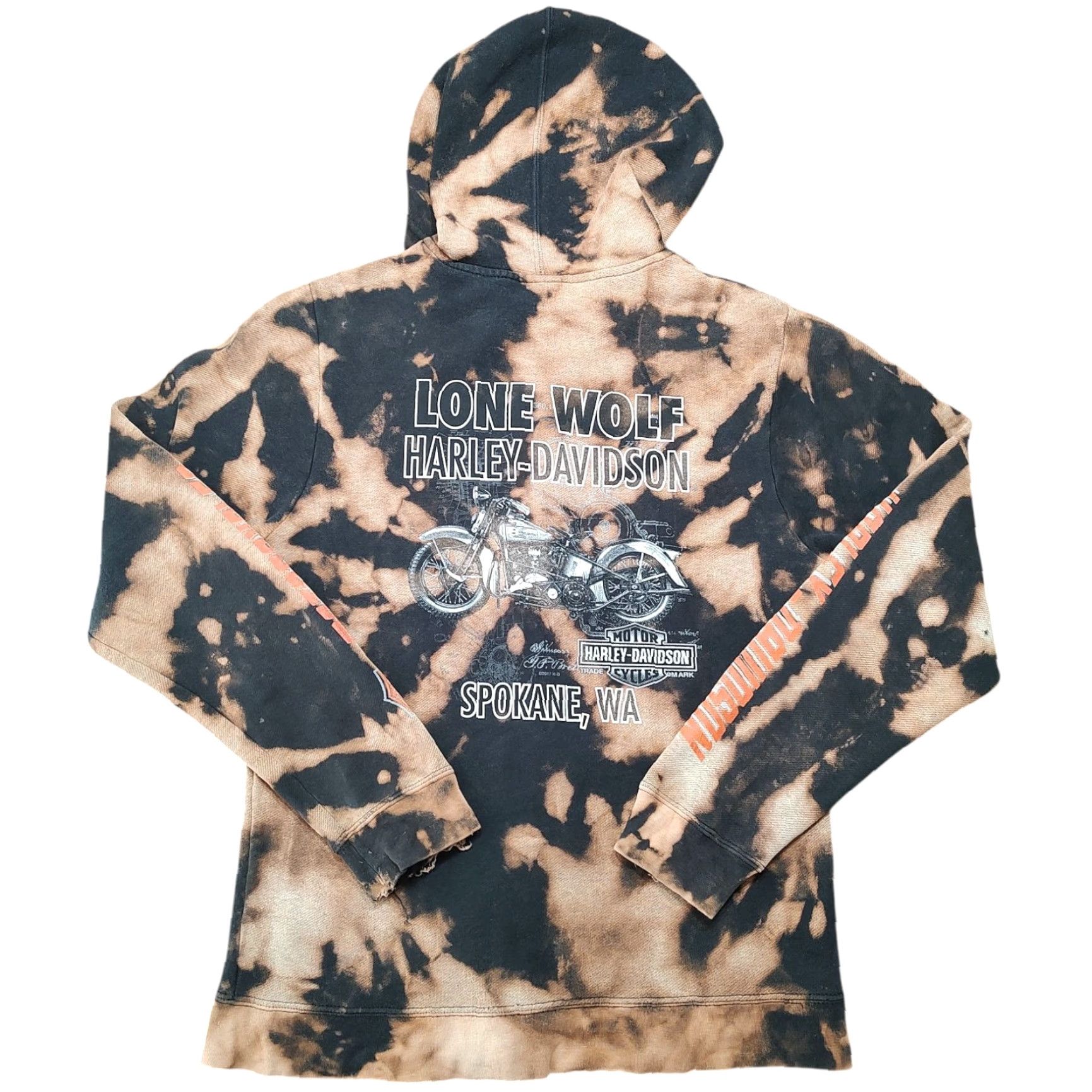 Harley Davidson Harley-Davidson Womens Sweatshirt Full Zip Hoodie S Black Biker Tie Dye Acid Wash Motorcycle Grunge Size S / US 4 / IT 40 - 2 Thumbnail