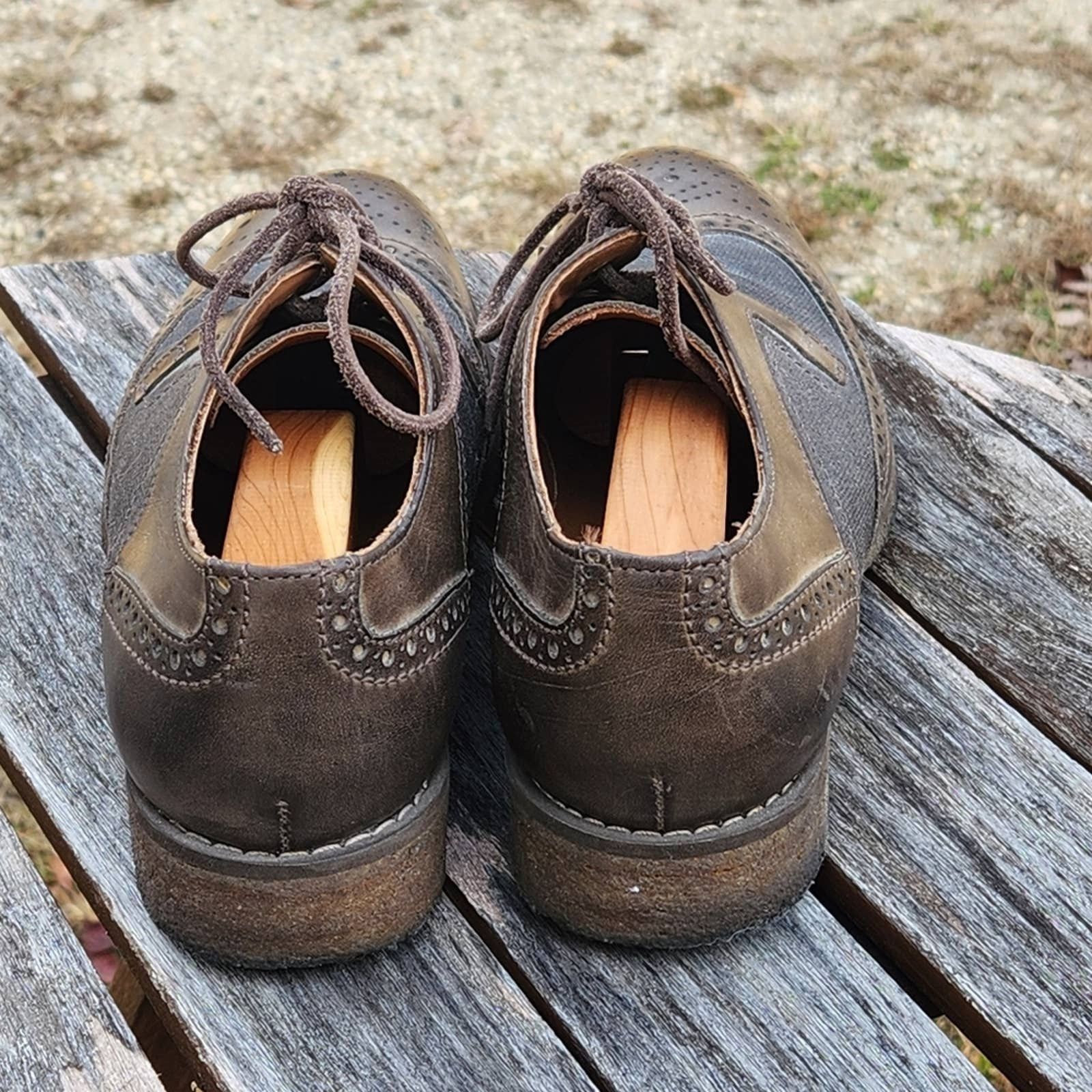 John Varvatos John Varvatos Leather Canvas Spectator Wingtip Brogue Shoes Grailed