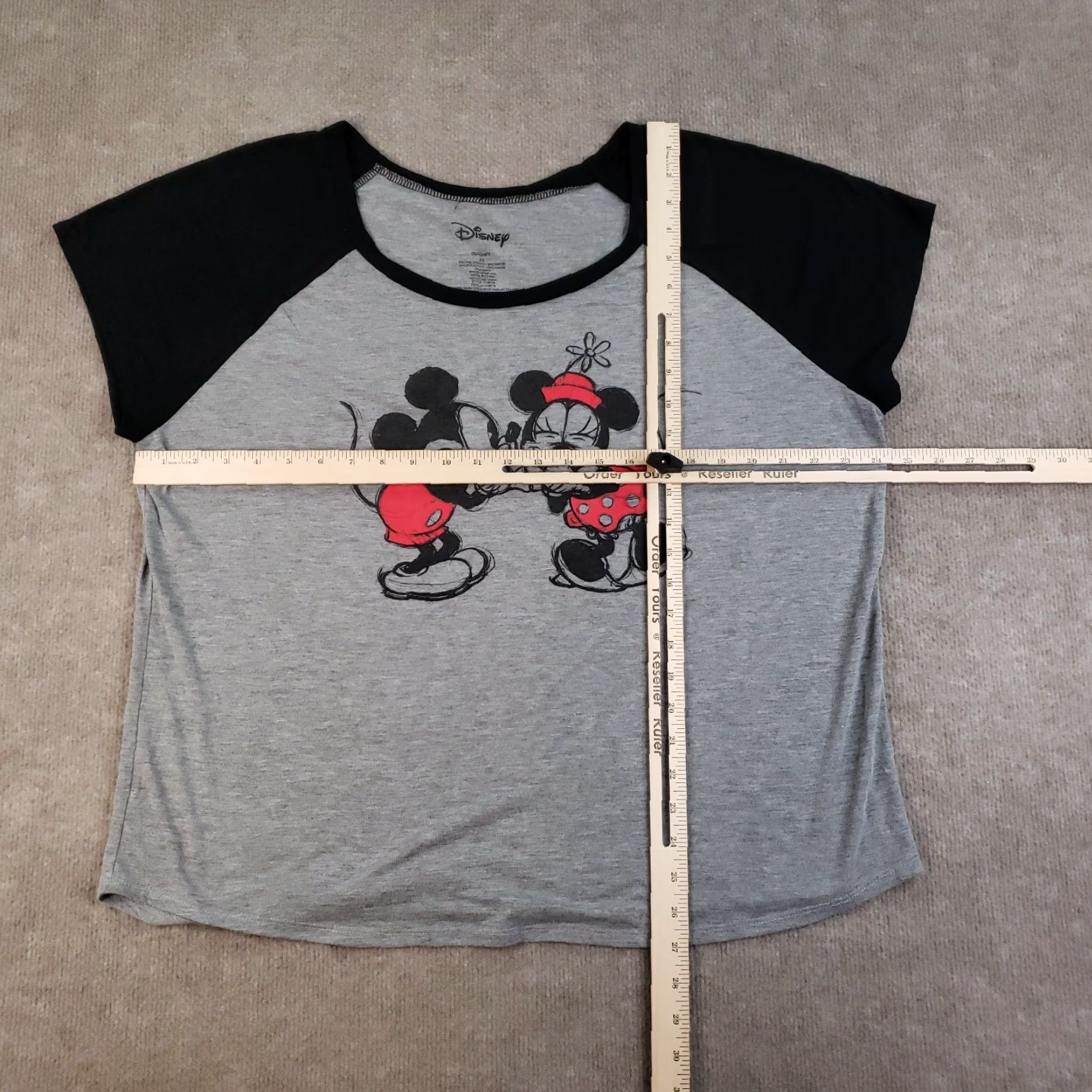 Disney Disney Mickey Minnie Mouse Shirt Womens 2X Gray Black Short Sleeve Graphic Tee Size XXL / US 16-18 / IT 52-54 - 2 Thumbnail