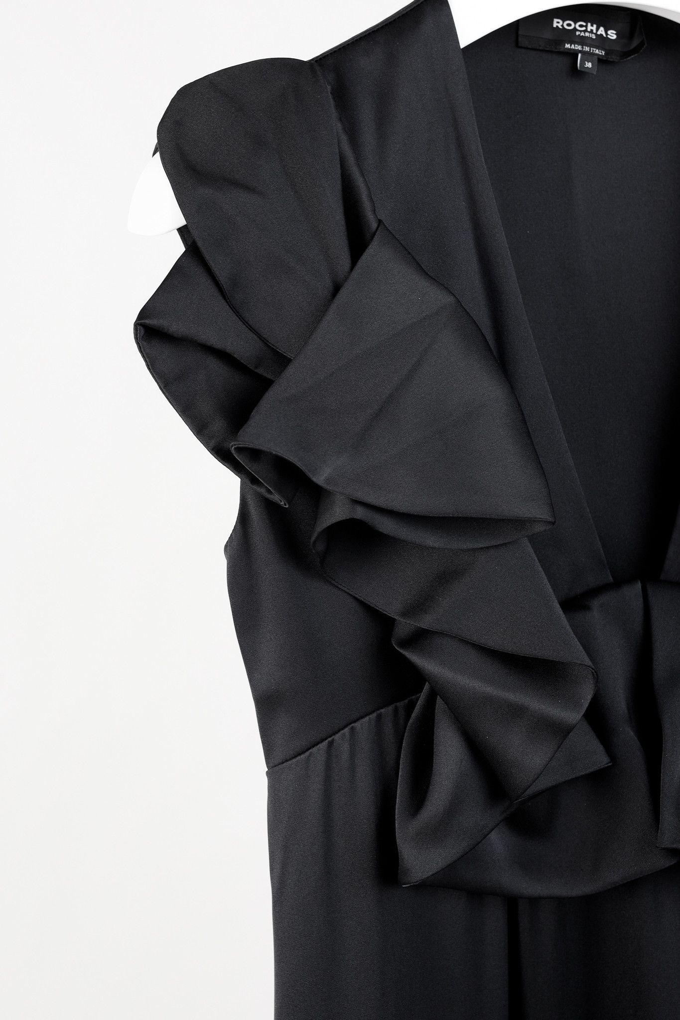 Rochas Rochas Black Silk Charmeuse Ruffle Evening Gown Size XS / US 0-2 / IT 36-38 - 5 Thumbnail