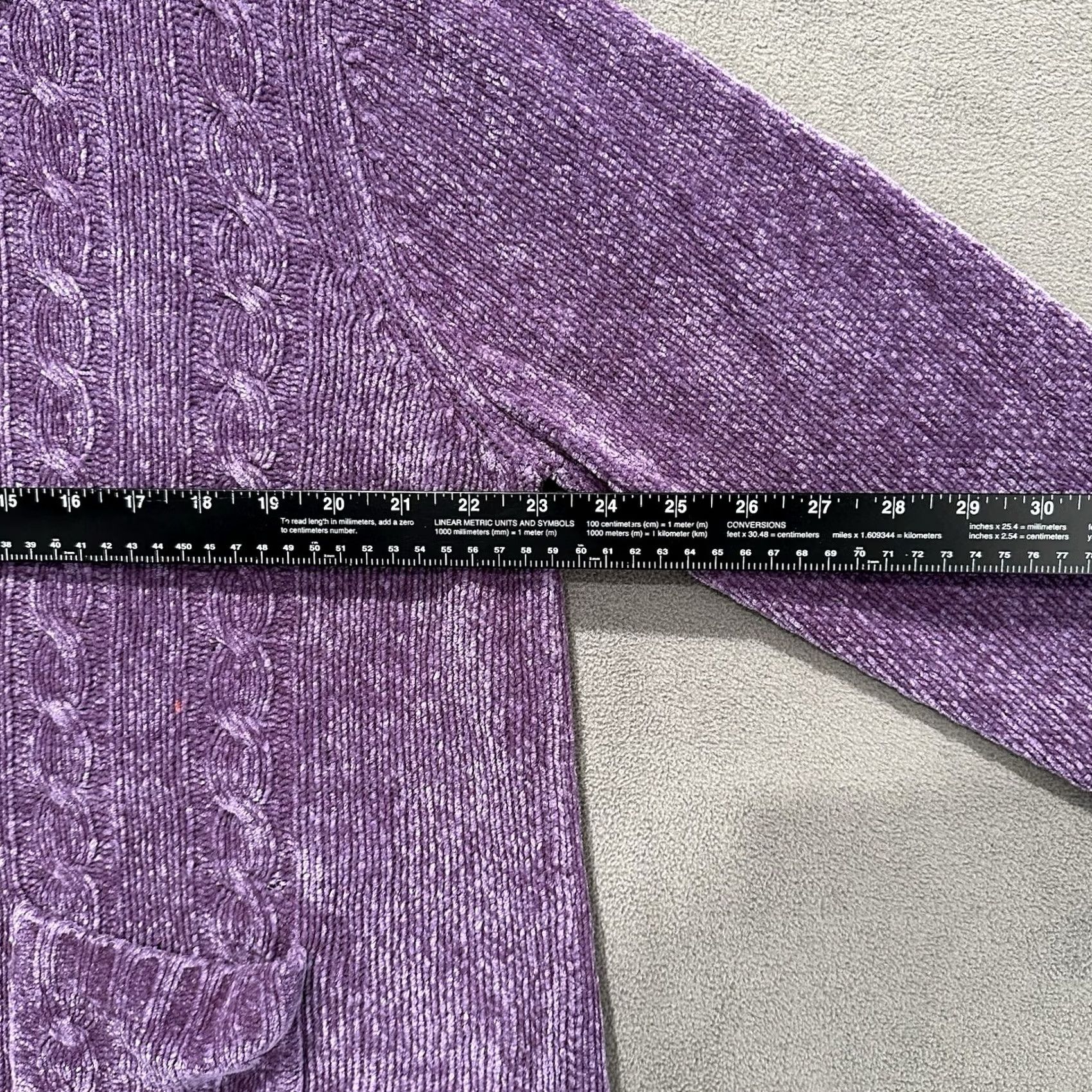 Vintage VINTAGE Bobbie Brooks Sweater Womens Medium Purple Cable Knit Full Zip 90s READ Size XL / US 12-14 / IT 48-50 - 6 Thumbnail