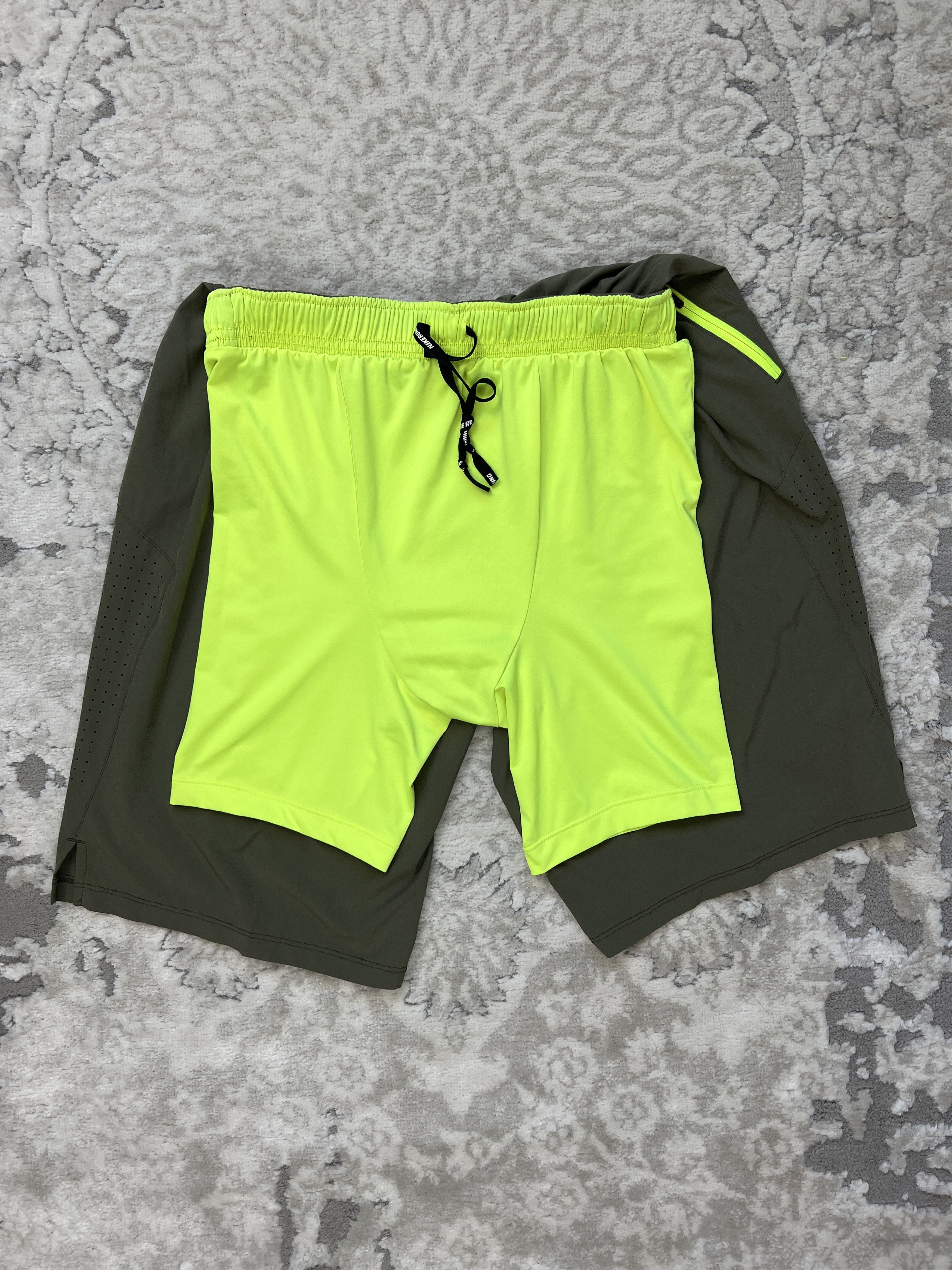 Nike Nike Dri-FIT 2-in-1 Running Training Shorts Sequoia Volt Size US 32 / EU 48 - 17 Thumbnail