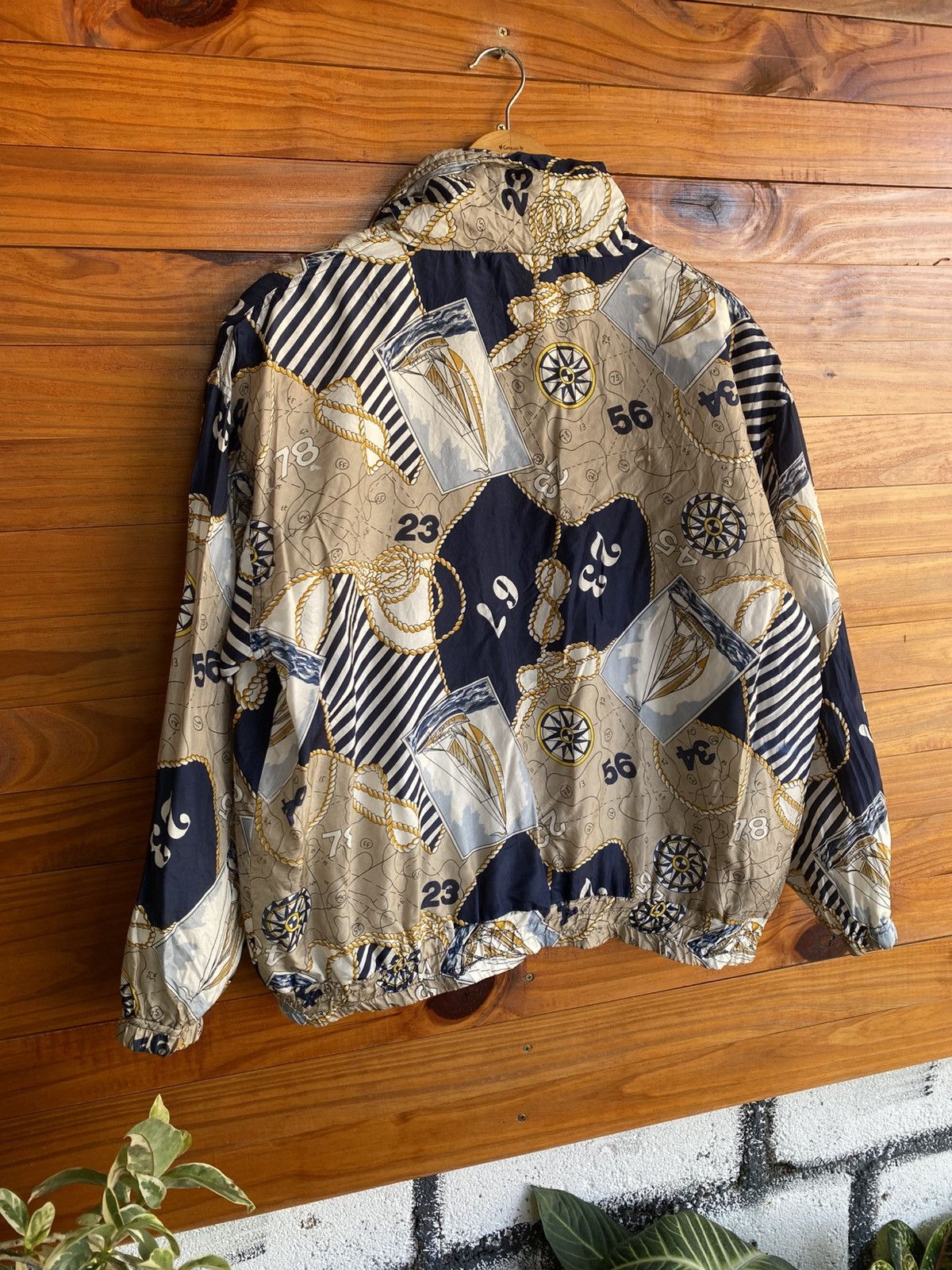 Japanese Brand Out Brook Nautical Print Jacket | Vintage Sailing Pattern Size US L / EU 52-54 / 3 - 12 Thumbnail