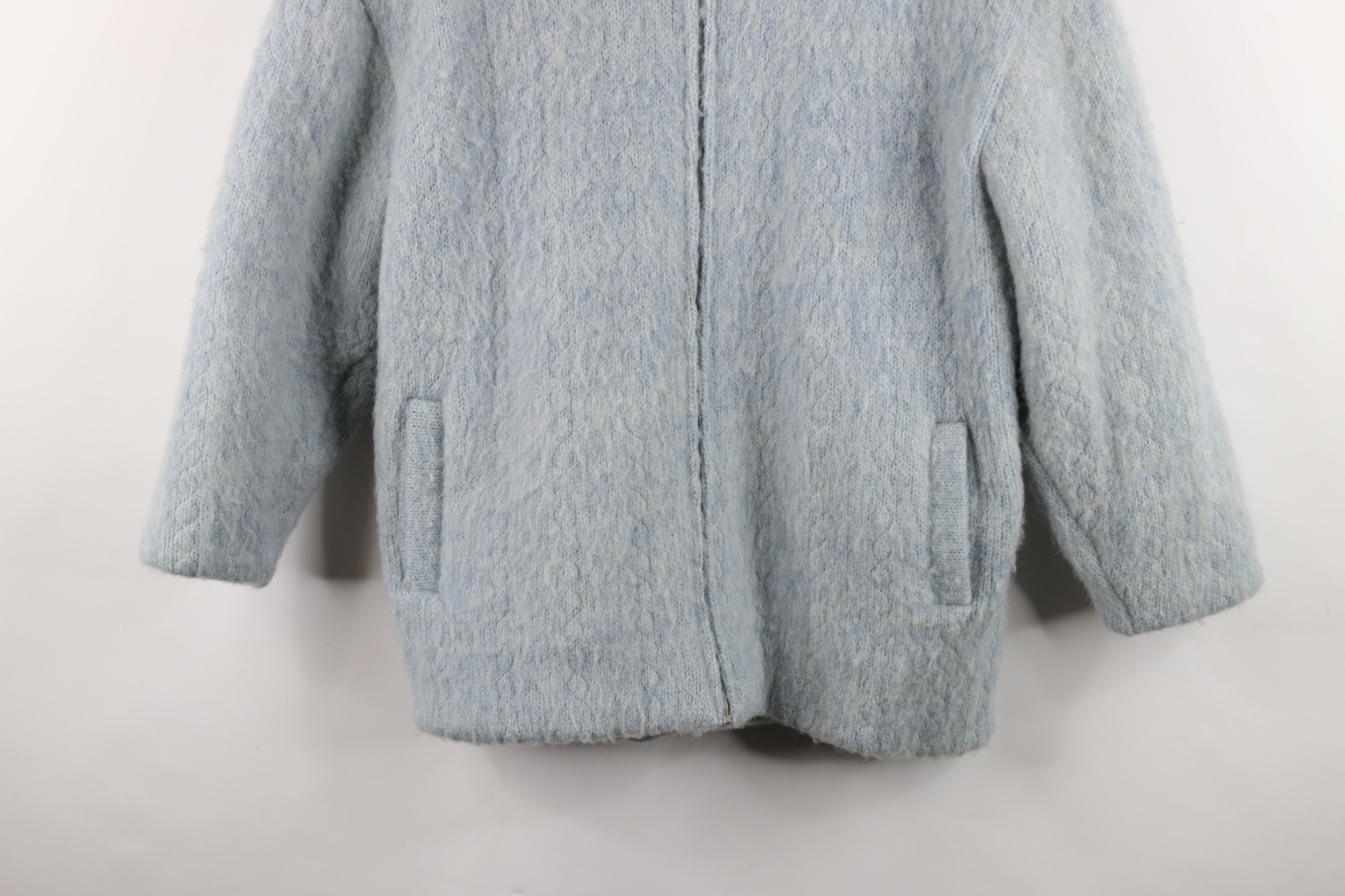 Vintage Vintage 60s 70s Streetwear Wool Full Zip Jacket Light Blue Size S / US 4 / IT 40 - 3 Thumbnail