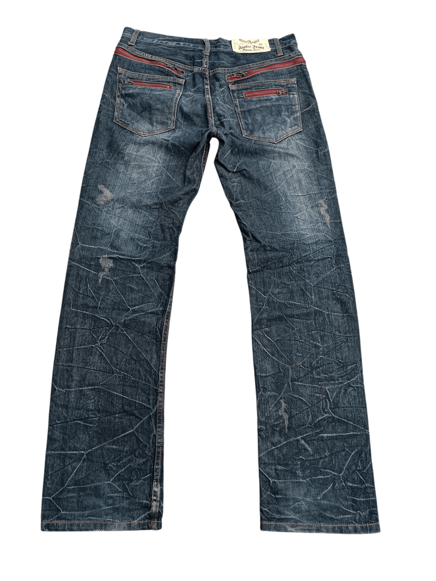 PPFM × Tornado Mart VINTAGE 🔥 Japanese Brand Antful Distressed Whiskers Jeans Size US 33 - 2 Thumbnail