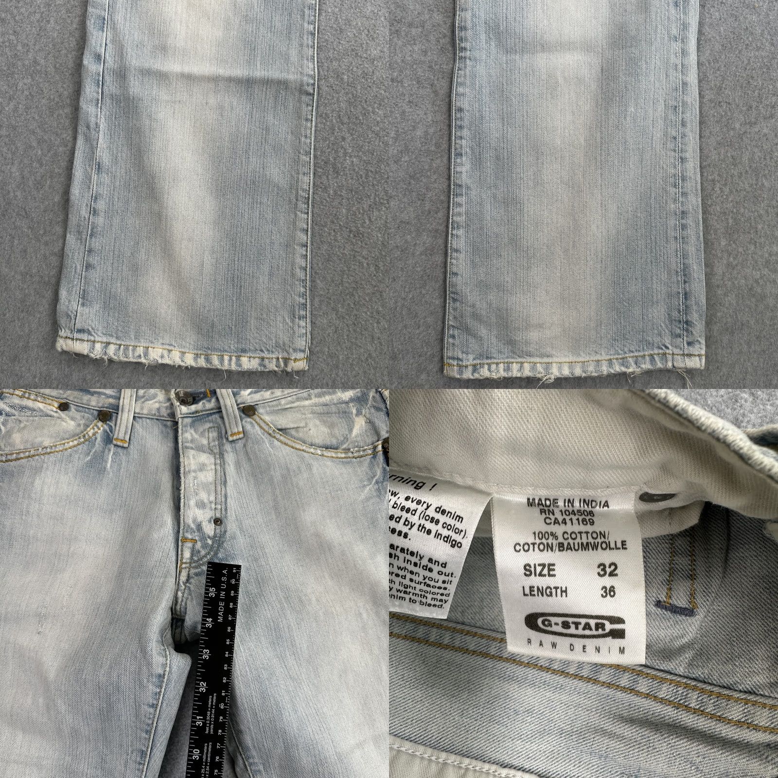 G-Star G-Star RAW Jeans Mens 32x36 Light Wash Straight Leg Core Custom Denim Distressed Jeans Size US 32 / EU 48 - 8 Thumbnail