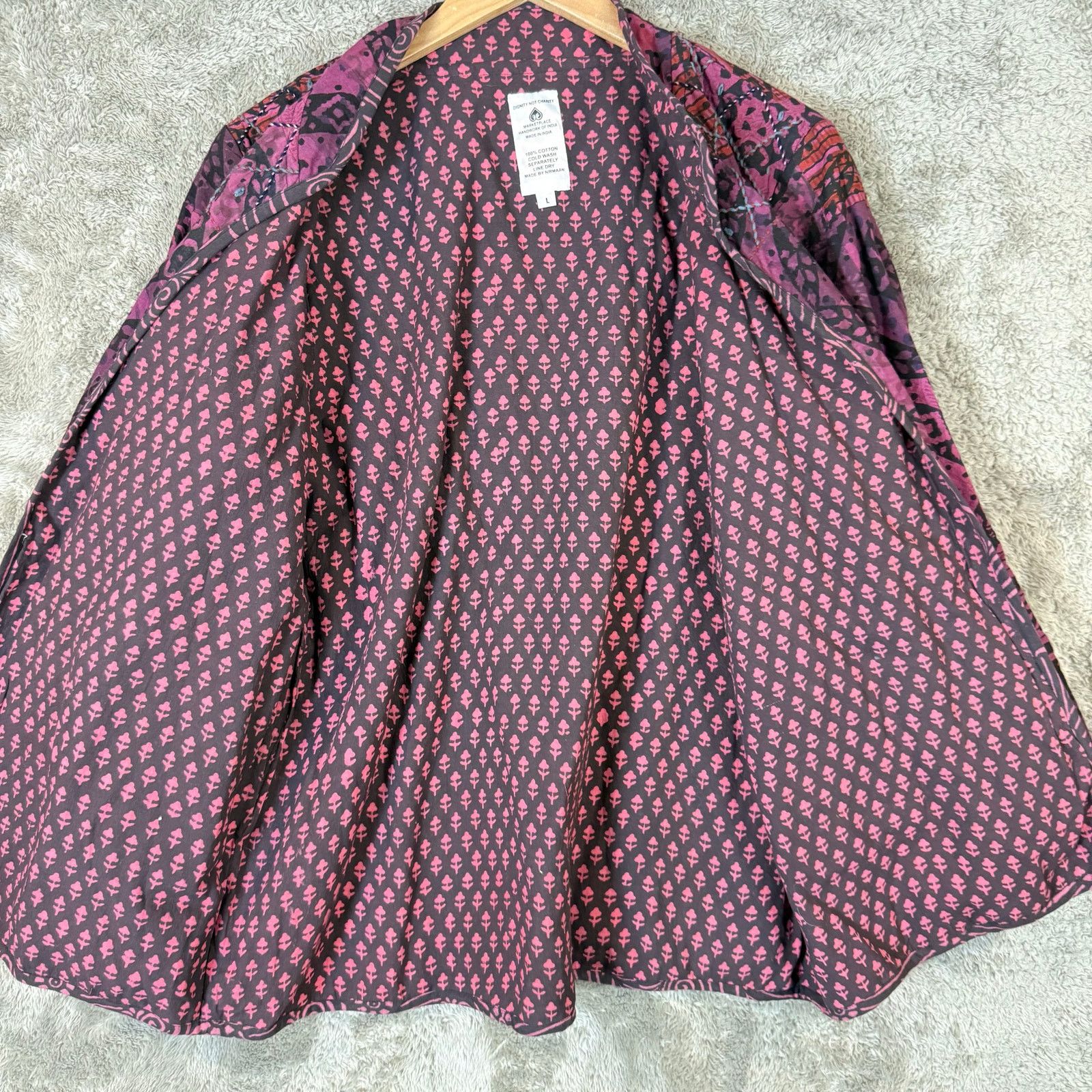 Other Dignity Not Charity Cotton Quilted Reversible Jacket L India Size L / US 10 / IT 46 - 4 Thumbnail
