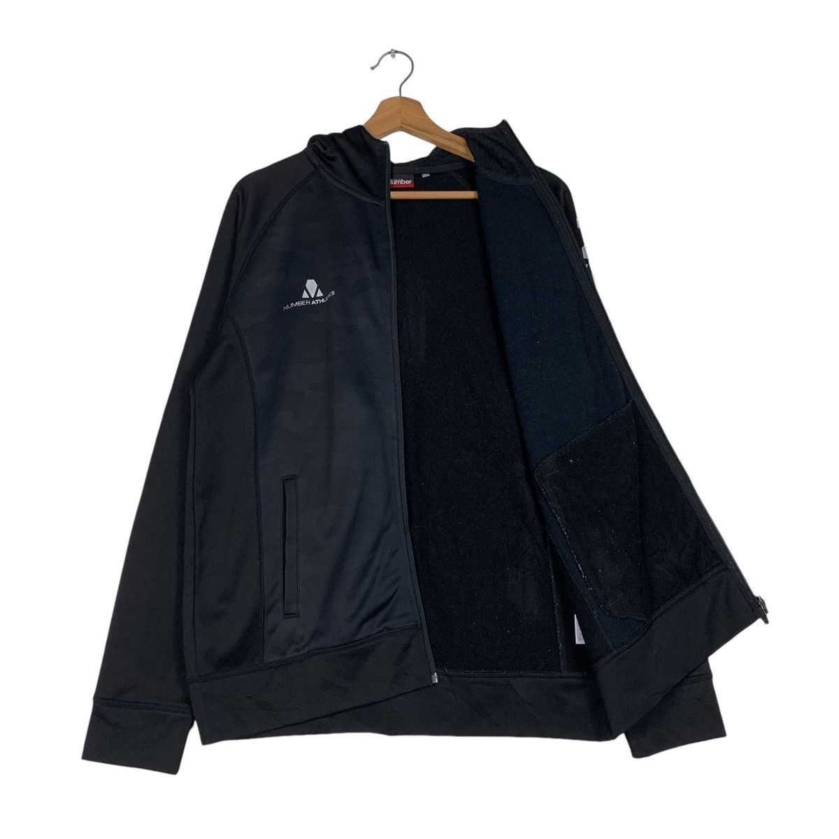 Japanese Brand NUMBER ATHLETICS Big Logo Zipper Hoodie Sweatshirt #1277-C57 Size US L / EU 52-54 / 3 - 8 Thumbnail