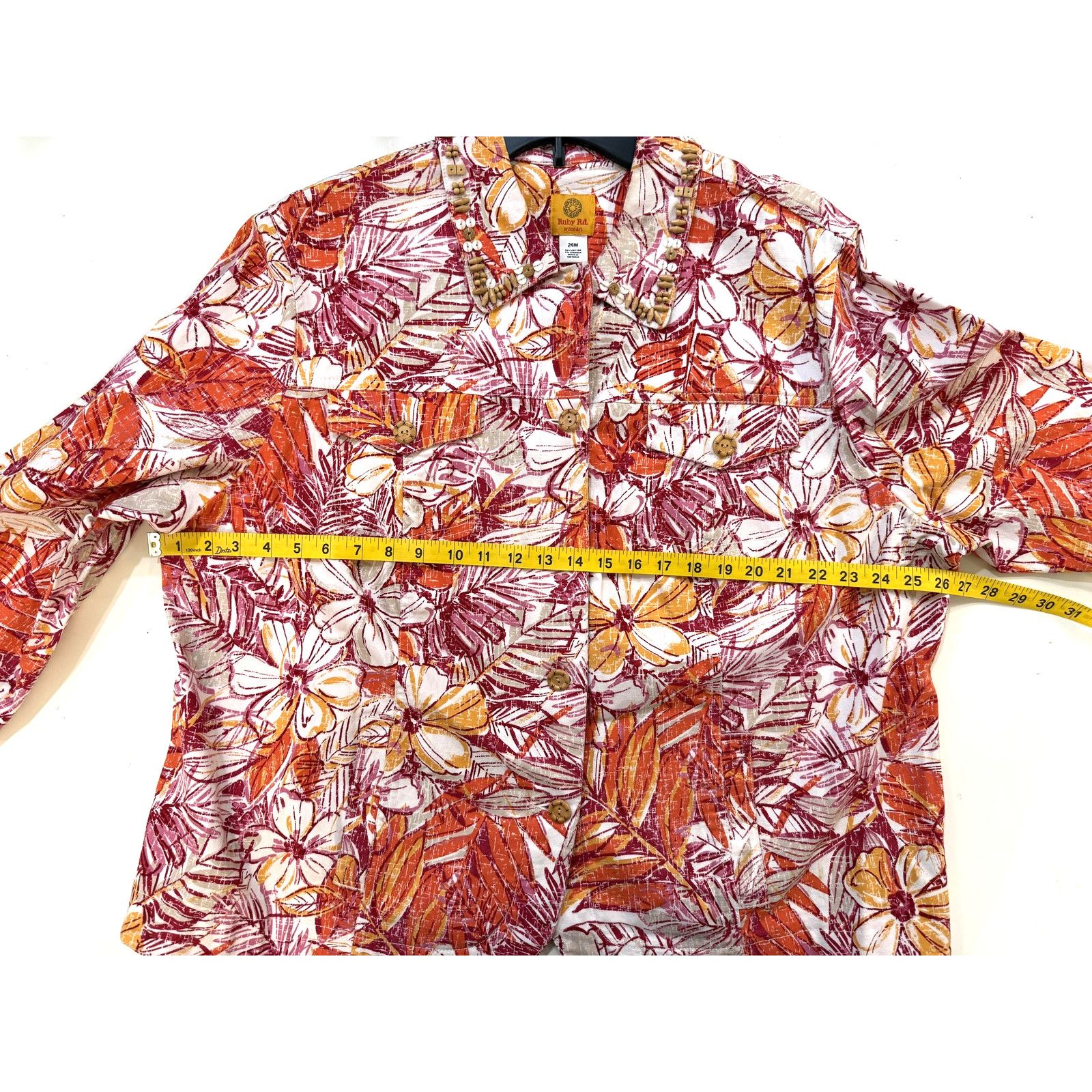 & Other Stories Ruby Rd Blazer Womens 24W Pink Floral Button Cotton Jacket Size 4XL / US 24-26 - 5 Thumbnail