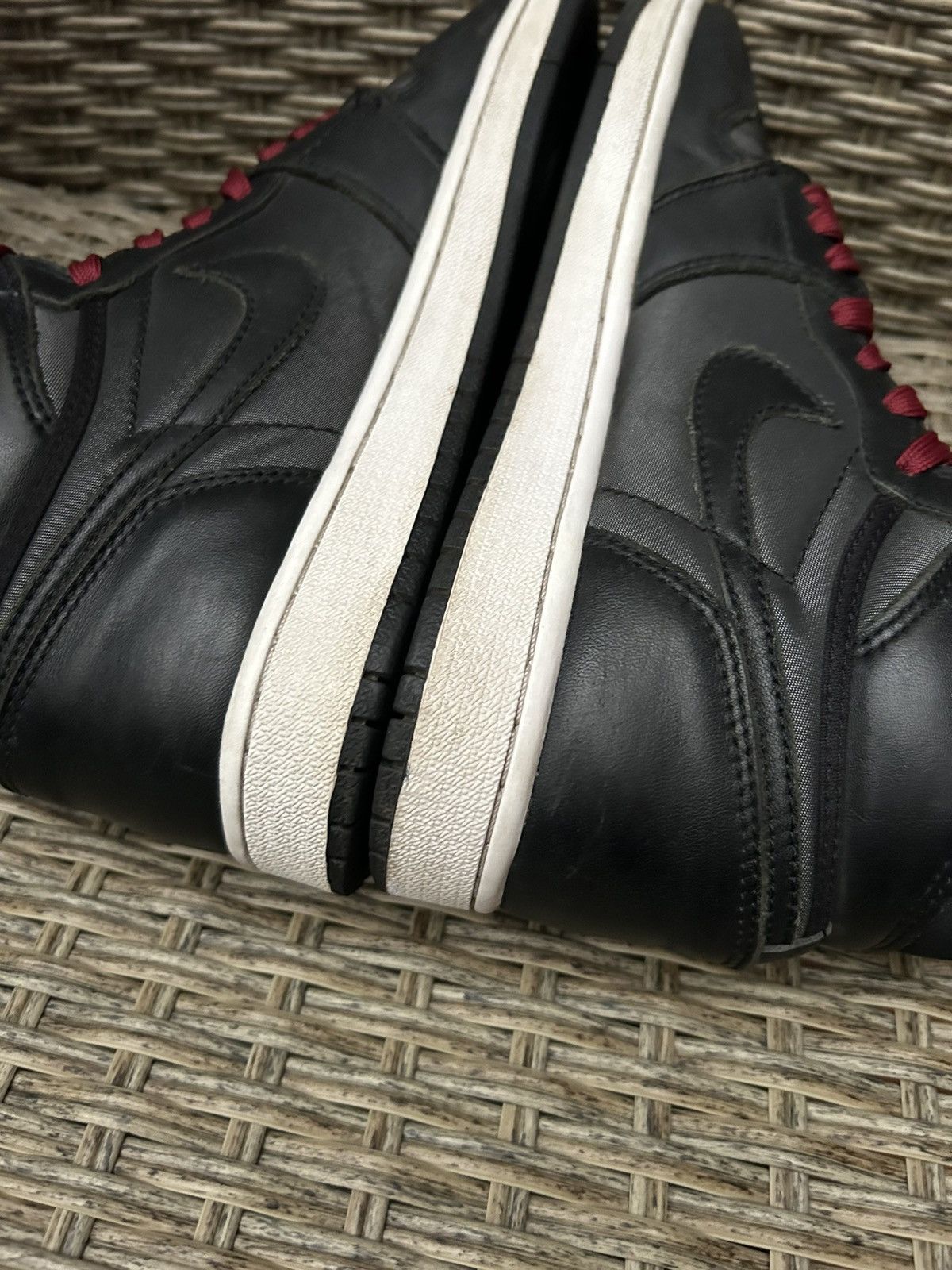 Jordan Brand × Nike Jordan 1 Retro High Black Satin Gym Red 555088-060 Size US 7 / EU 40 - 8 Thumbnail