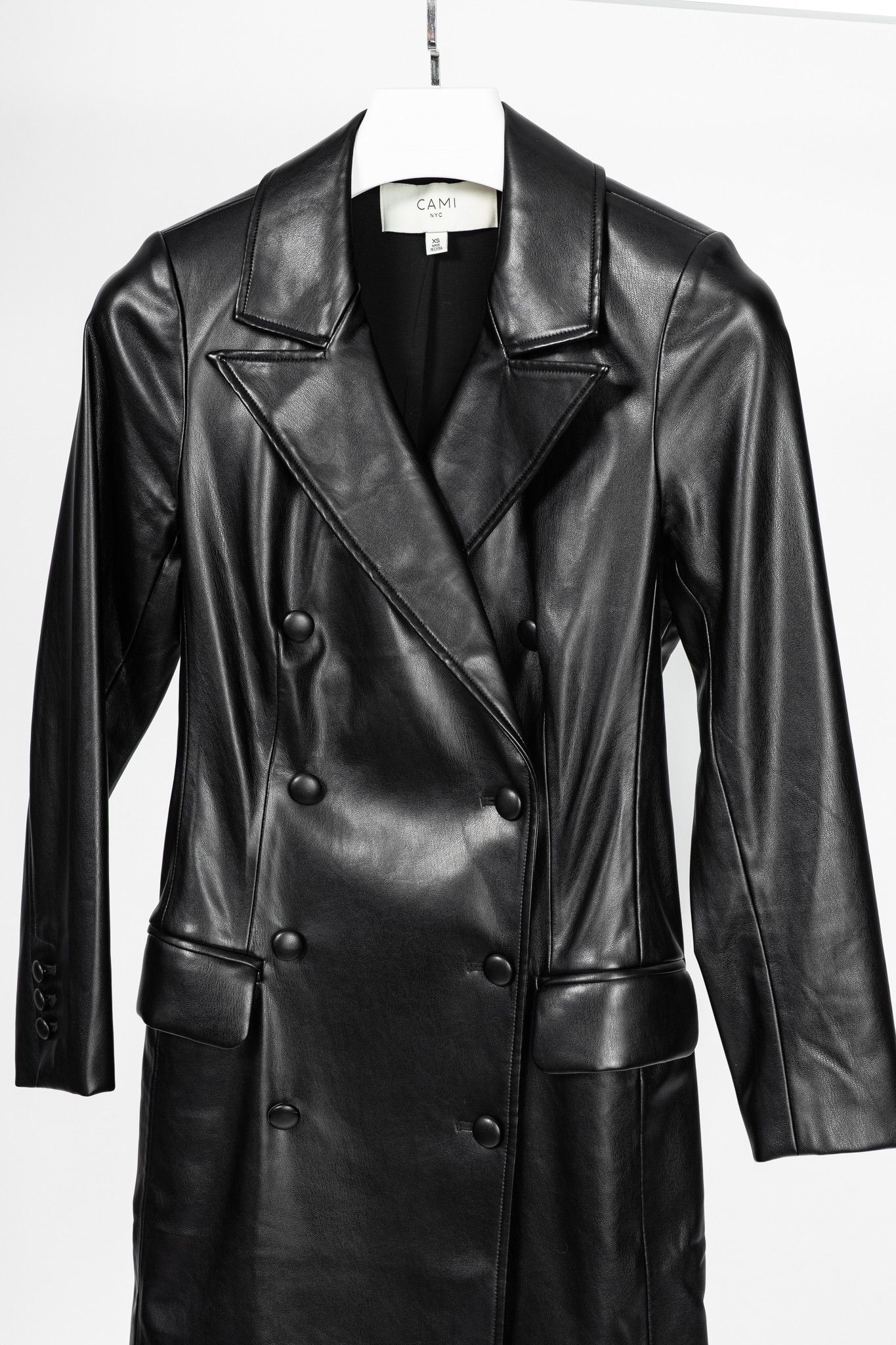 CAMI NYC CAMI NYC Tamia Black Faux-Leather Blazer Dress Size XS / US 0-2 / IT 36-38 - 3 Thumbnail