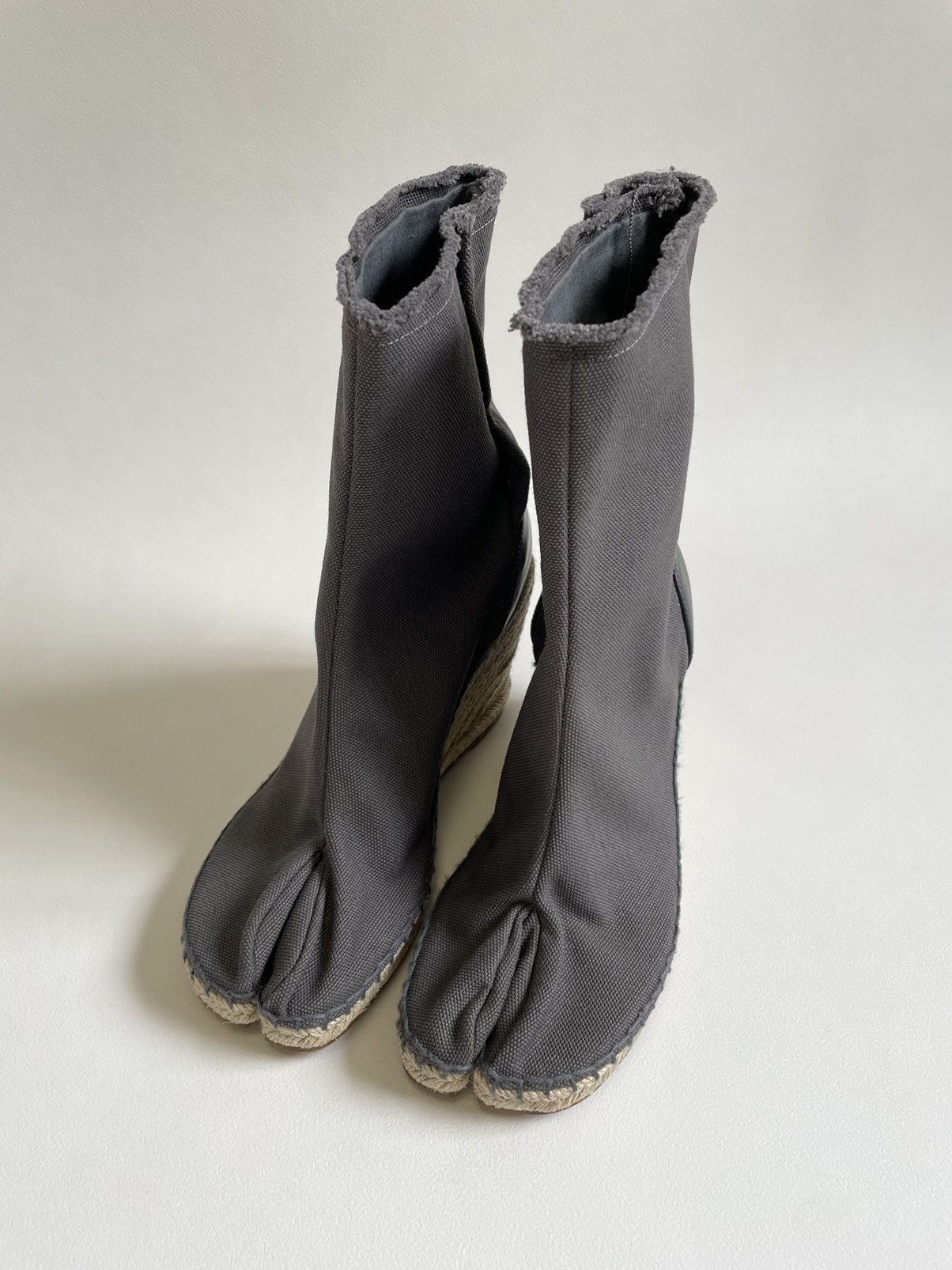 Maison Margiela Gray Canvas ‘Espadrille’ Tabi Boots Size US 7 / IT 37 - 3 Thumbnail