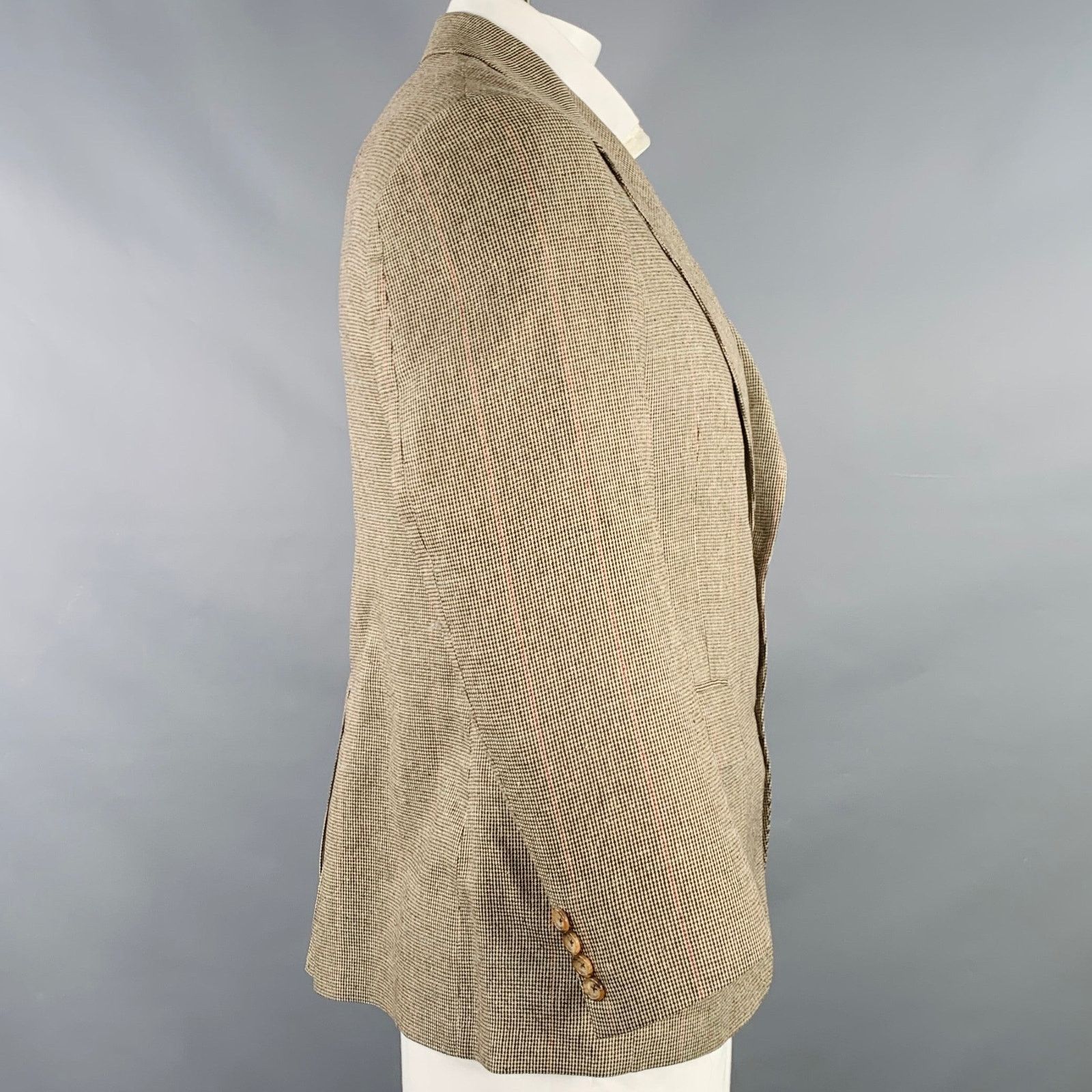 Other Size 42 Brown Cream Houndstooth Single Breasted Sport Coat Size 42R - 3 Thumbnail