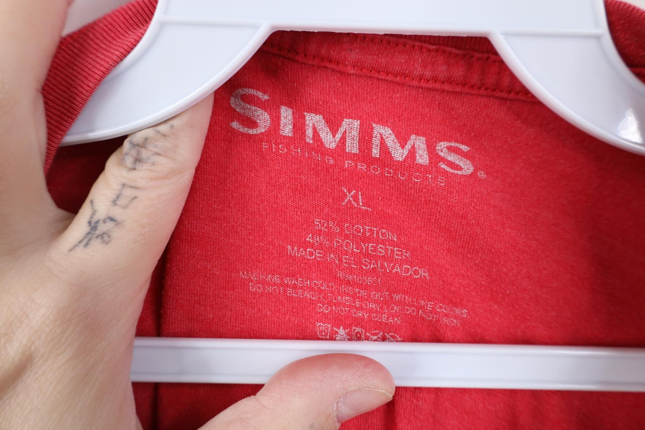Simms Simms Fishing USA Flag Fish Jersey Knit T-Shirt Heather Red Size US XL / EU 56 / 4 - 6 Thumbnail