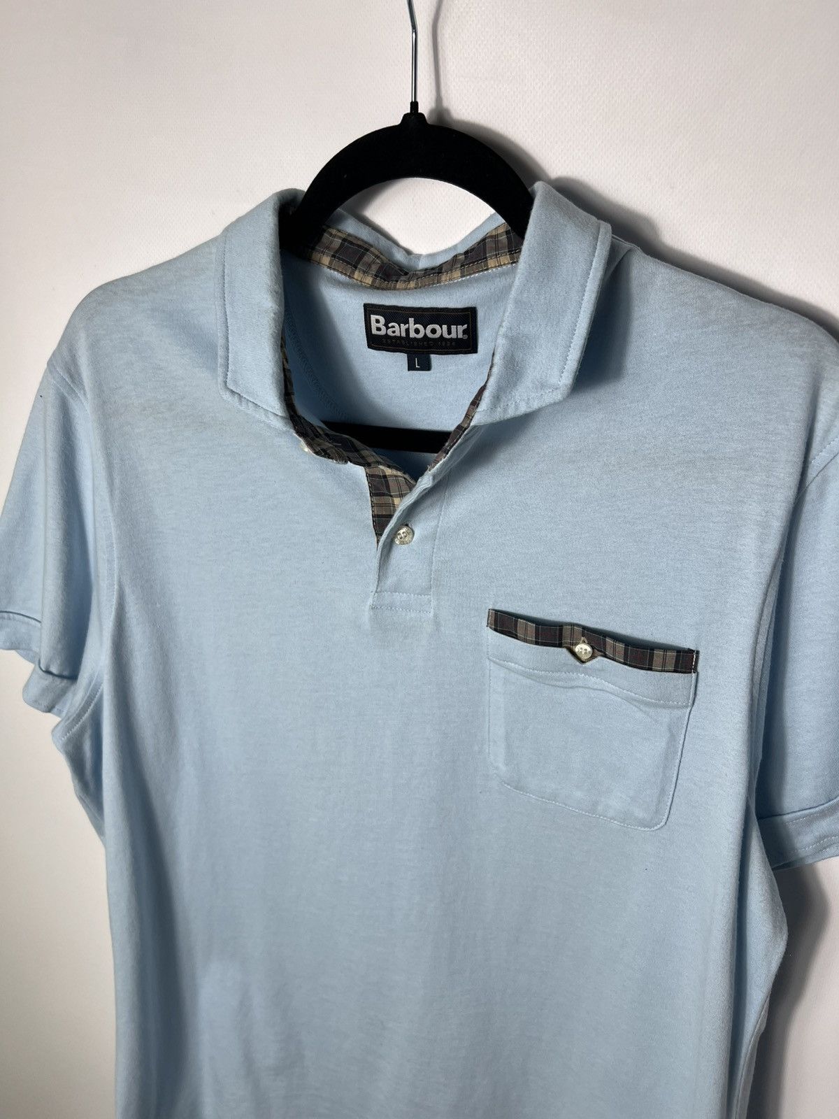 Barbour Vintage streetwear y2k Barbour Corpatch Light Blue T-shirt Size US L / EU 52-54 / 3 - 2 Thumbnail