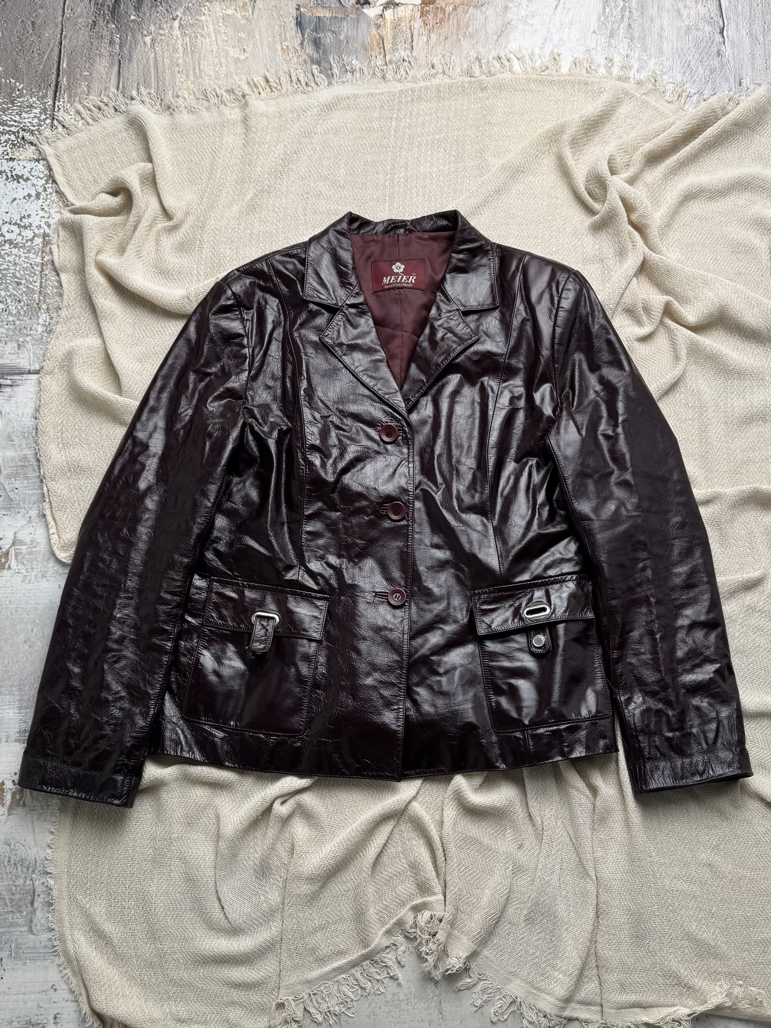 Vintage Vintage Burgundy Leather Jacket Button Front Tailored Size XL / US 12-14 / IT 48-50 - 1 Thumbnail