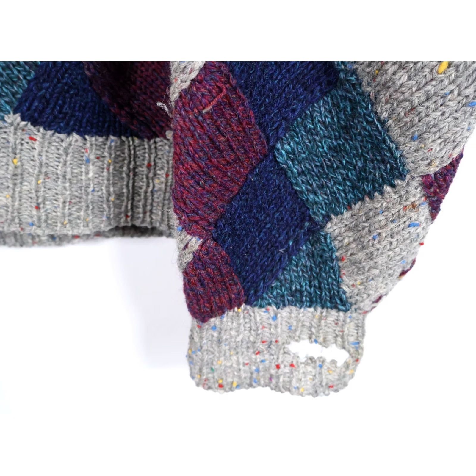 Alexander Julian VINTAGE Alexander Julian Wool Sweater Men’s XL Gray Argyle Hand Knit Donegal Pullover Crew Neck Long Sleeve Casual Heavyweight Preppy - Mens Size US L / EU 52-54 / 3 - 5 Thumbnail