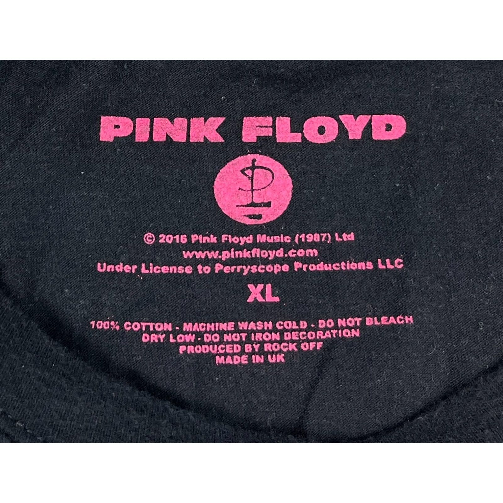 Vintage Pink Floyd T-Shirt Men XL Dark Side of the Moon Tour 1972 2016 Black 100% Cotton Double-Sided UK Made Size US XL / EU 56 / 4 - 6 Thumbnail