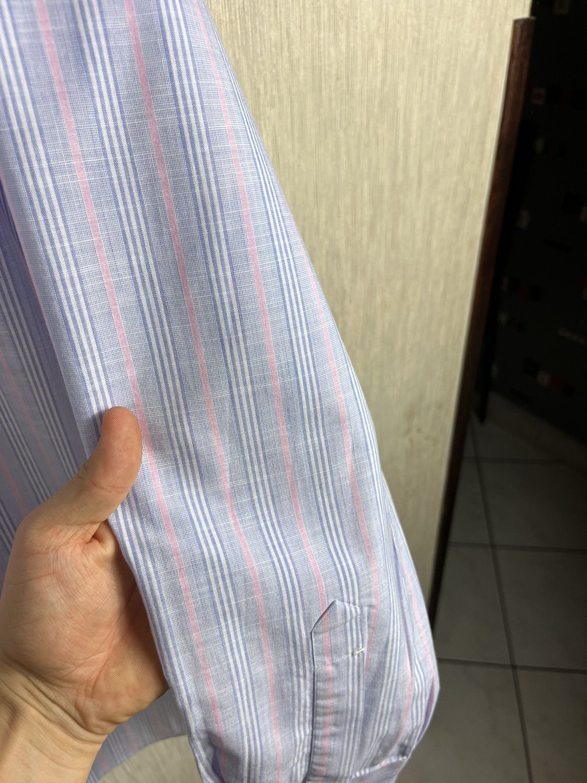 Kiton Kiton linen shirt striped pink baby blue vintage old money Size US L / EU 52-54 / 3 - 8 Thumbnail