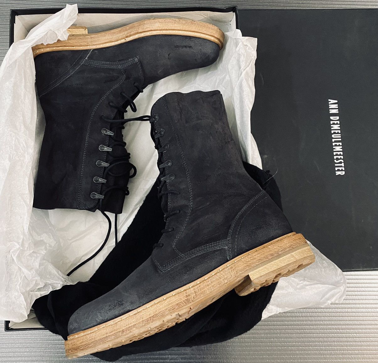 Ann Demeulemeester Ann Demeulemeester 🇮🇹 asphalt blk blister leather boots 8 NEW Size US 8 / EU 41 - 4 Thumbnail