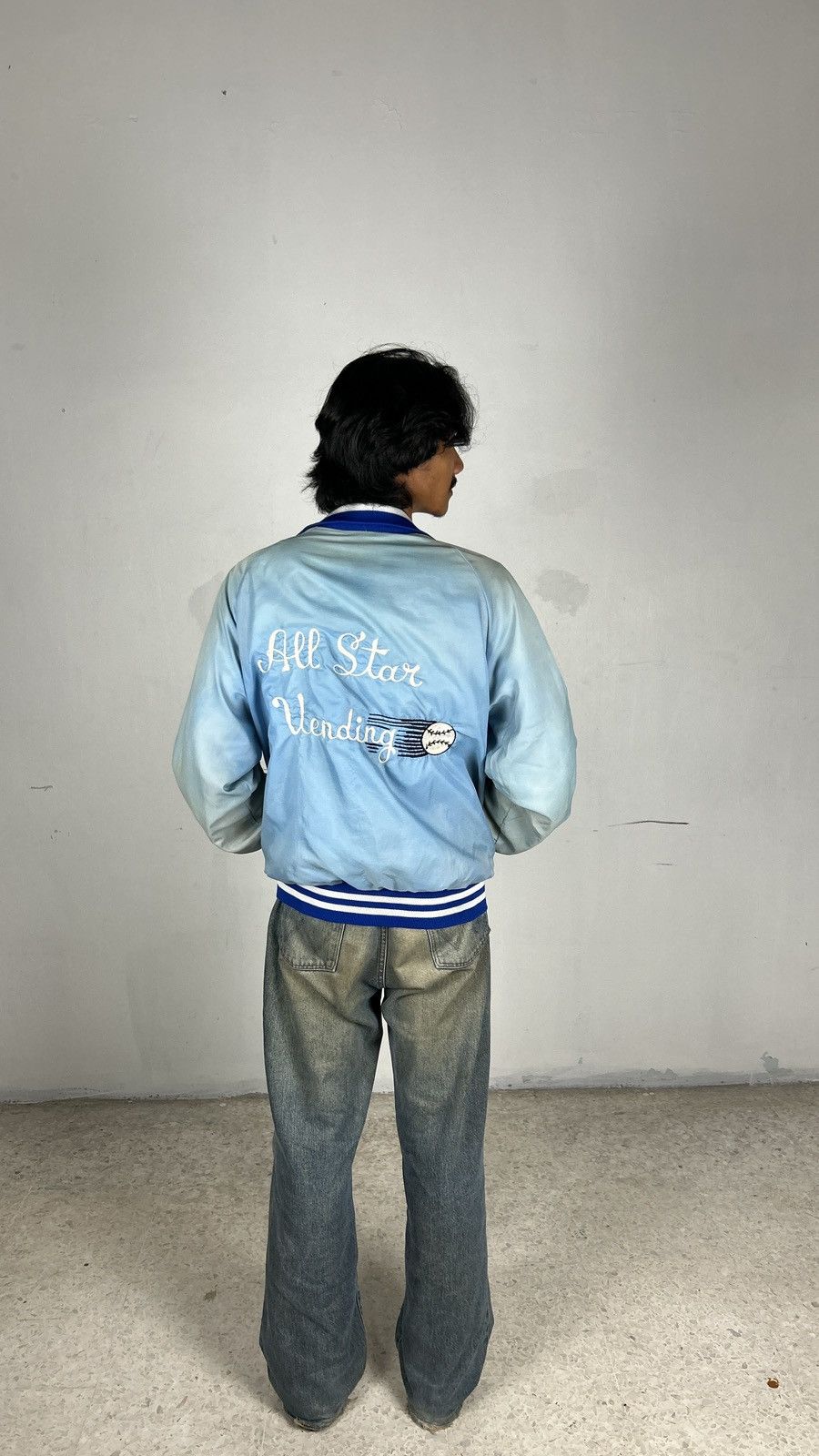 Vintage 1980s Thrashed Baseball Chainstitch Varsity Jacket Size US L / EU 52-54 / 3 - 6 Thumbnail