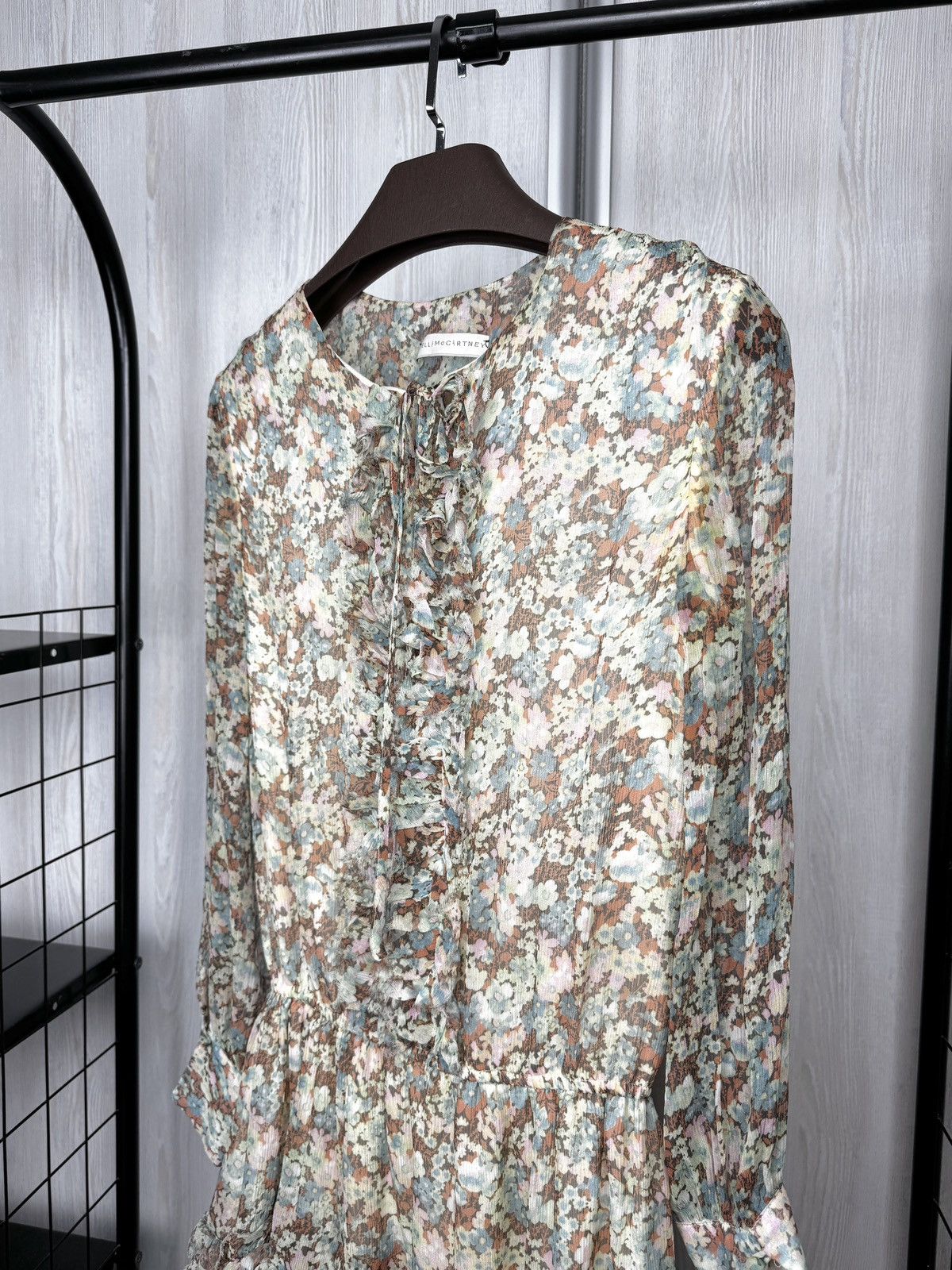 Stella McCartney Stella McCartney Ruffled Floral Silk Georgette Mini Dress Size S / US 4 / IT 40 - 4 Thumbnail