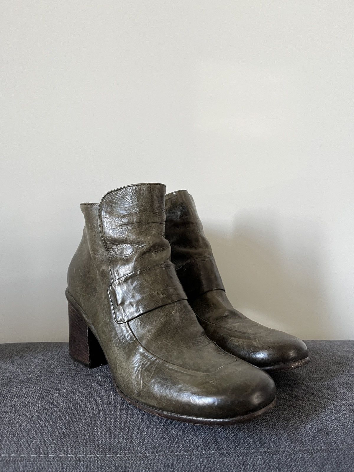 A.S.98 La Bottega di Lisa Ancle Avant Garde Green Leather Boots Size US 9 / IT 39 - 10 Thumbnail