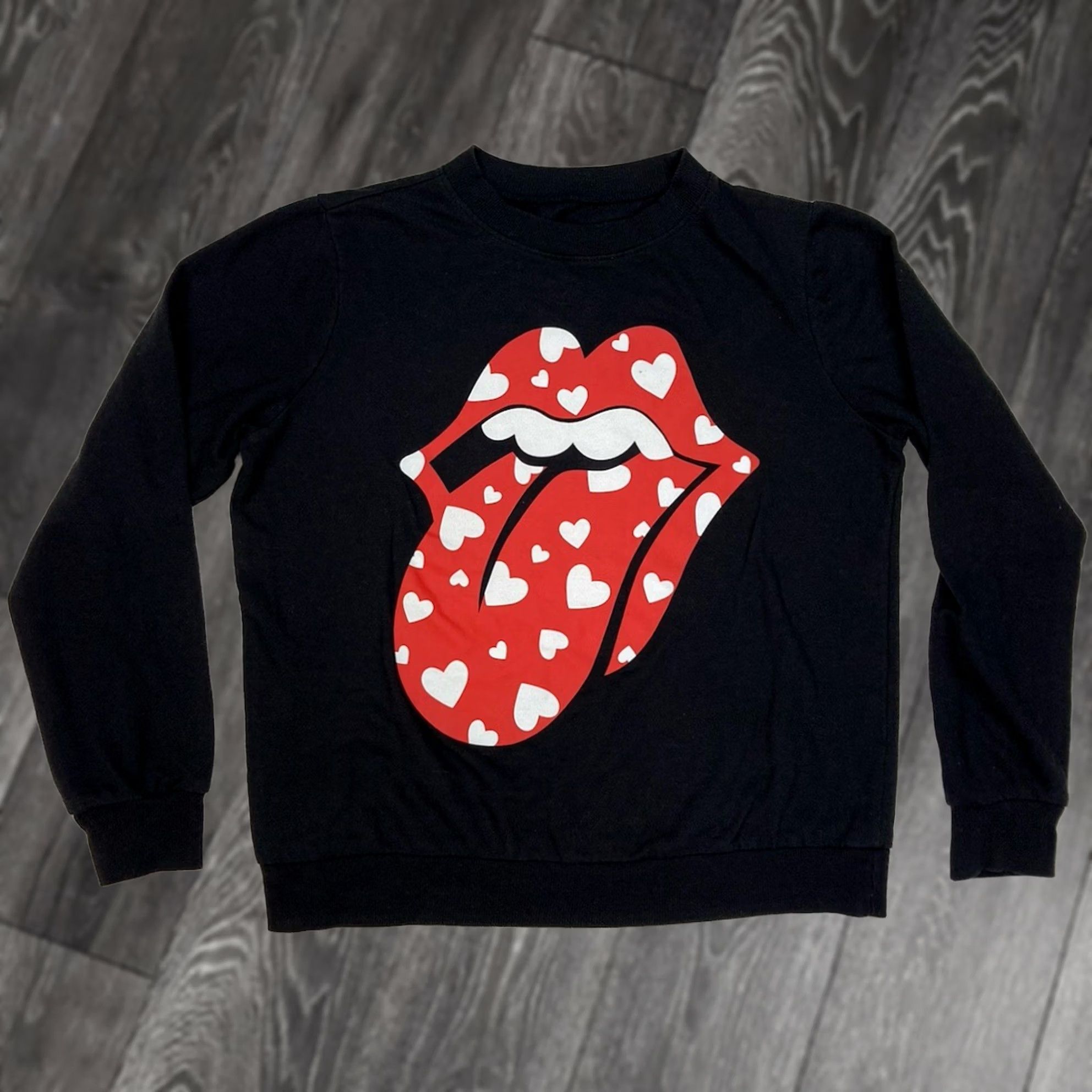 Vintage VINTAGE The Rolling Stones Hearts Lightweight Crewneck Sweatshirt Women Small Black Size S / US 4 / IT 40 - 1 Thumbnail