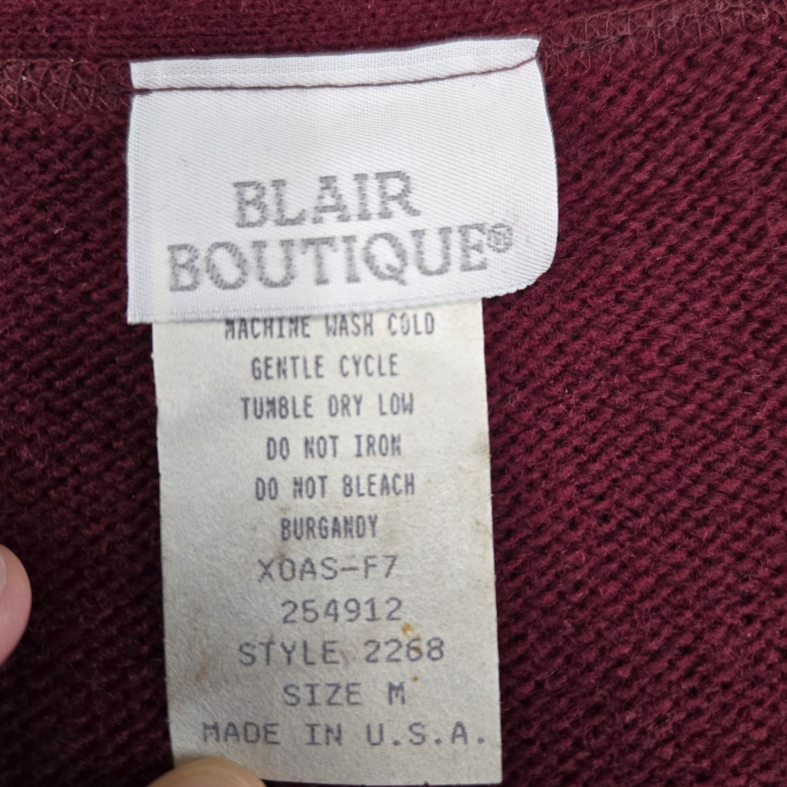 Vintage 90s Burgundy Leaf Print Cardigan USA Made Size Medium Size M / US 6-8 / IT 42-44 - 5 Thumbnail
