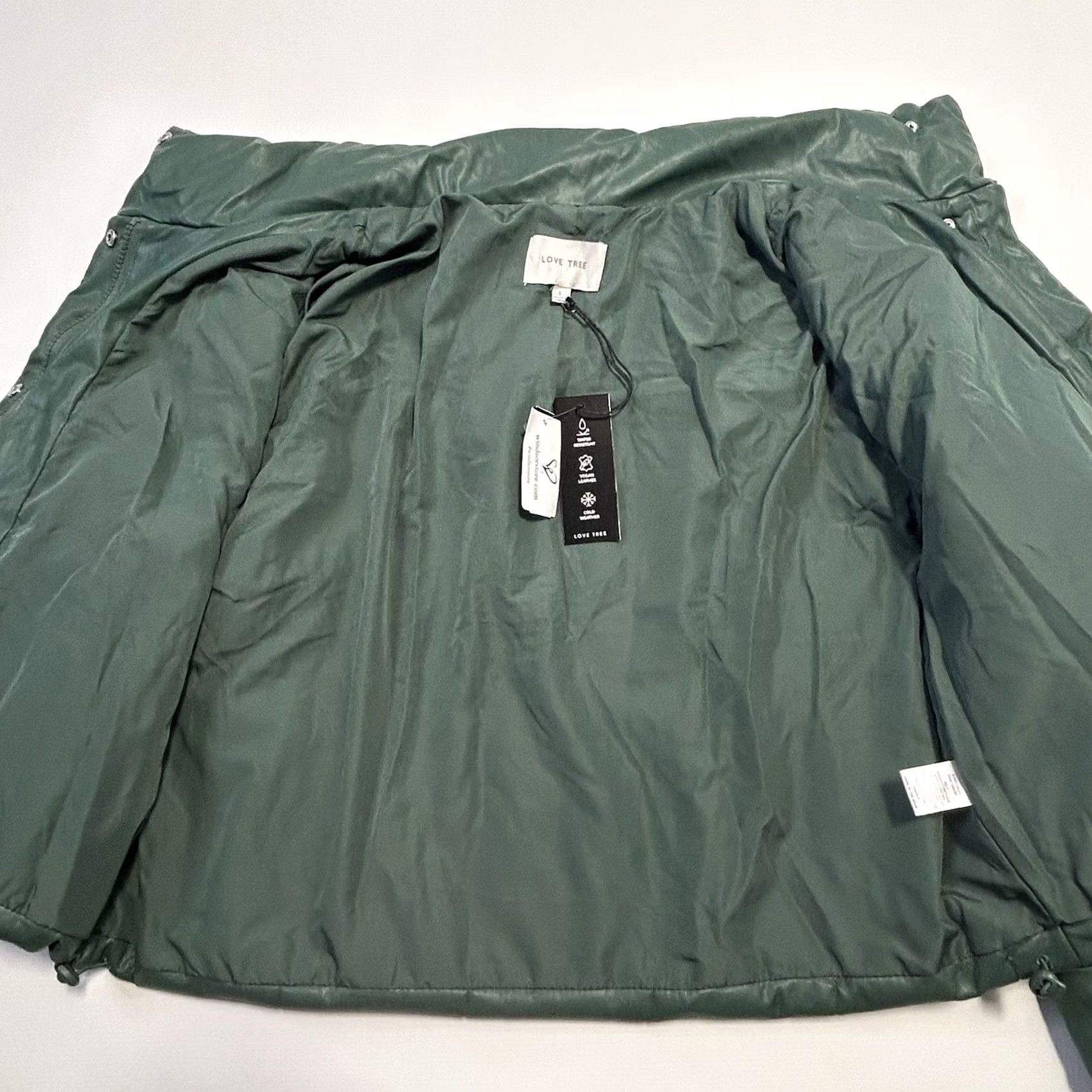 Vintage VINTAGE Windsor Love Tree Vegan Leather Puffer Crop Jacket Womens L Green Size L / US 10 / IT 46 - 6 Thumbnail