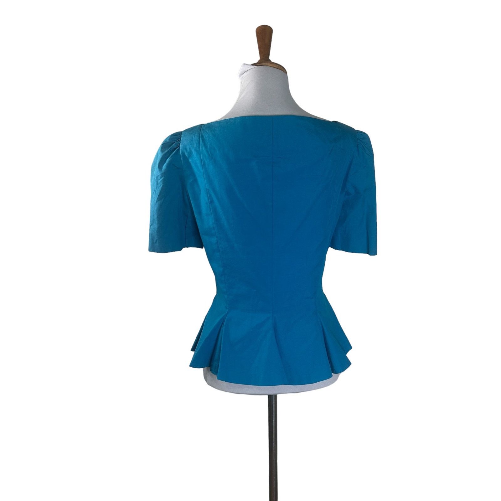 Vintage 1980s Adele Simpson Bright Blue Peplum Blouse Top M Size US M / EU 48-50 / 2 - 3 Thumbnail