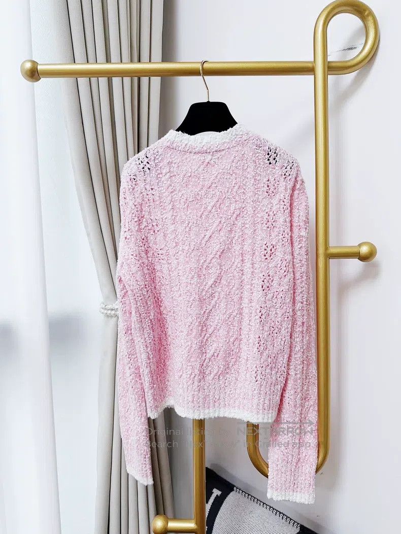 Chanel Chanel 24P pink long-sleeved hollow cardigan coat Size S / US 4 / IT 40 - 3 Thumbnail
