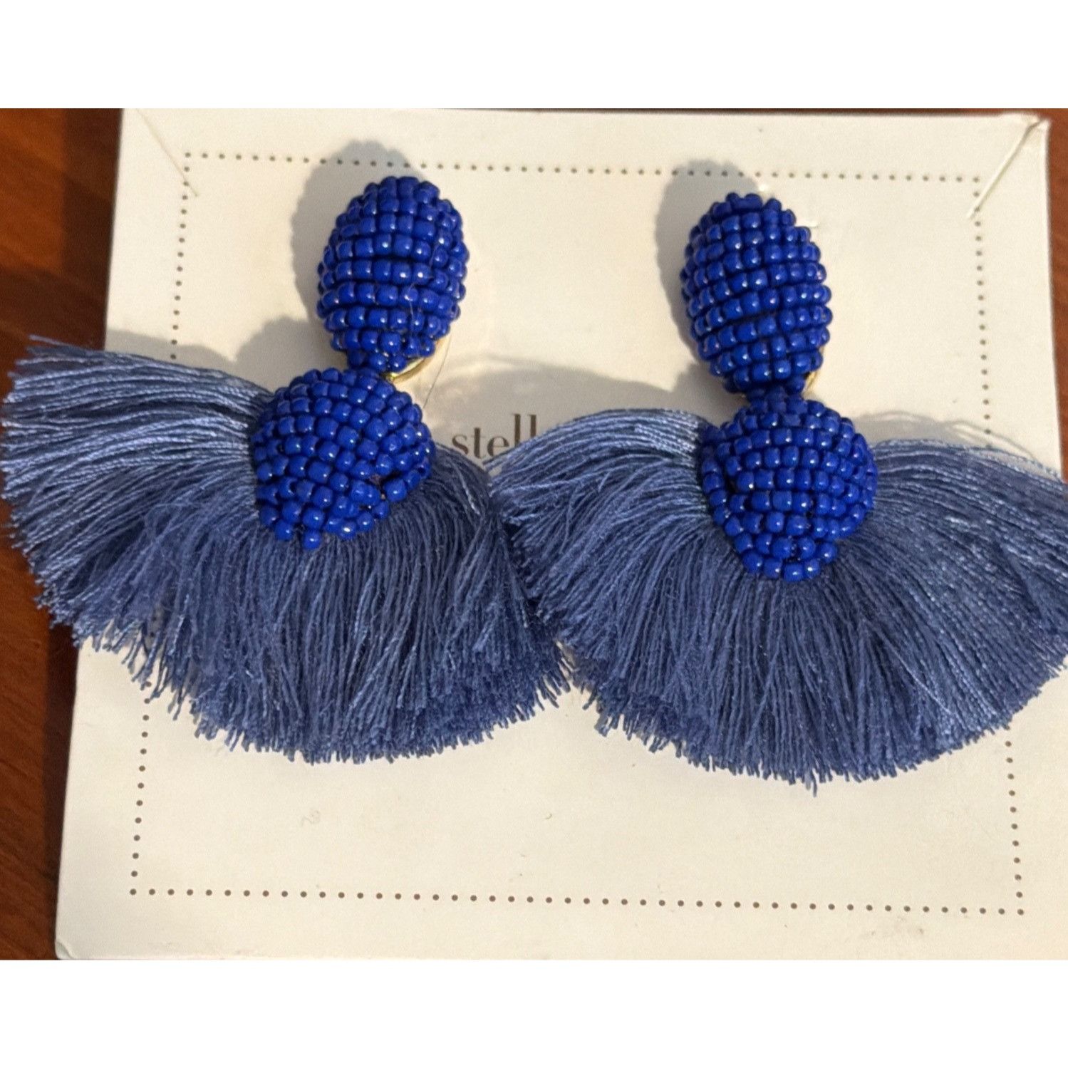 Other Stella & Dot Blue Ashton Beaded Tassel Statement Earrings 2. Size ONE SIZE - 1 Thumbnail