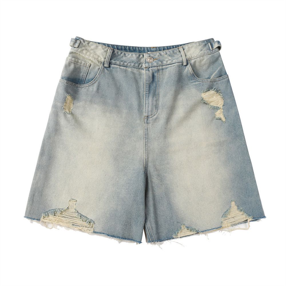 Japanese Brand × Vintage Men's punk distressed loose ripped washed denim shorts Size US 32 / EU 48 - 1 Thumbnail
