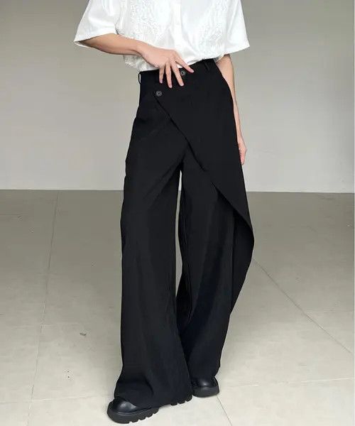 VIBE 💎Retro Pleated Flared Assymetrical Wrap Pants Trousers Y2K Size US 30 / EU 46 - 1 Thumbnail