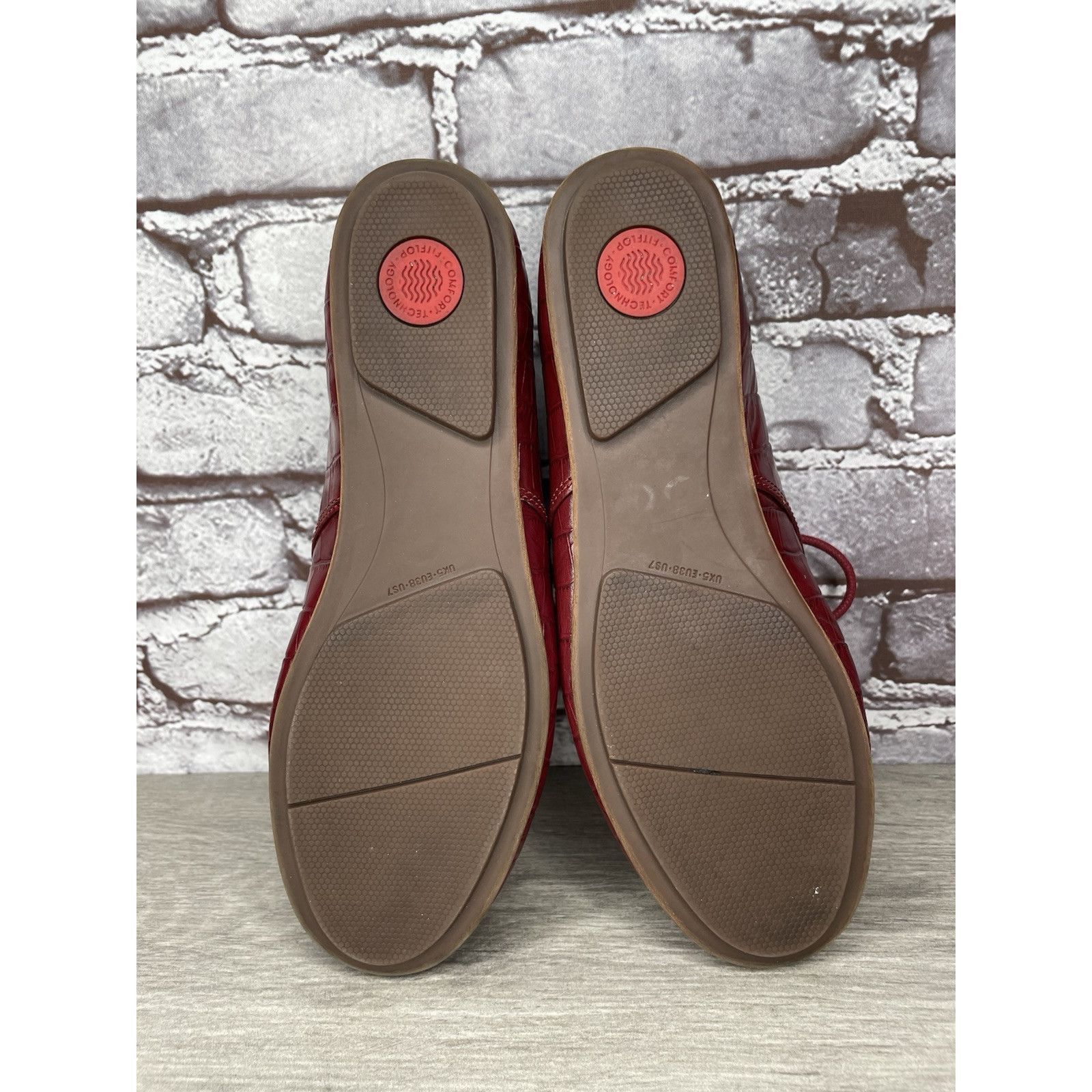 Other Fitflop Red Croco Leather Lace Up Comfort Oxfords Shoes Wome Size US 7 / IT 37 - 20 Thumbnail