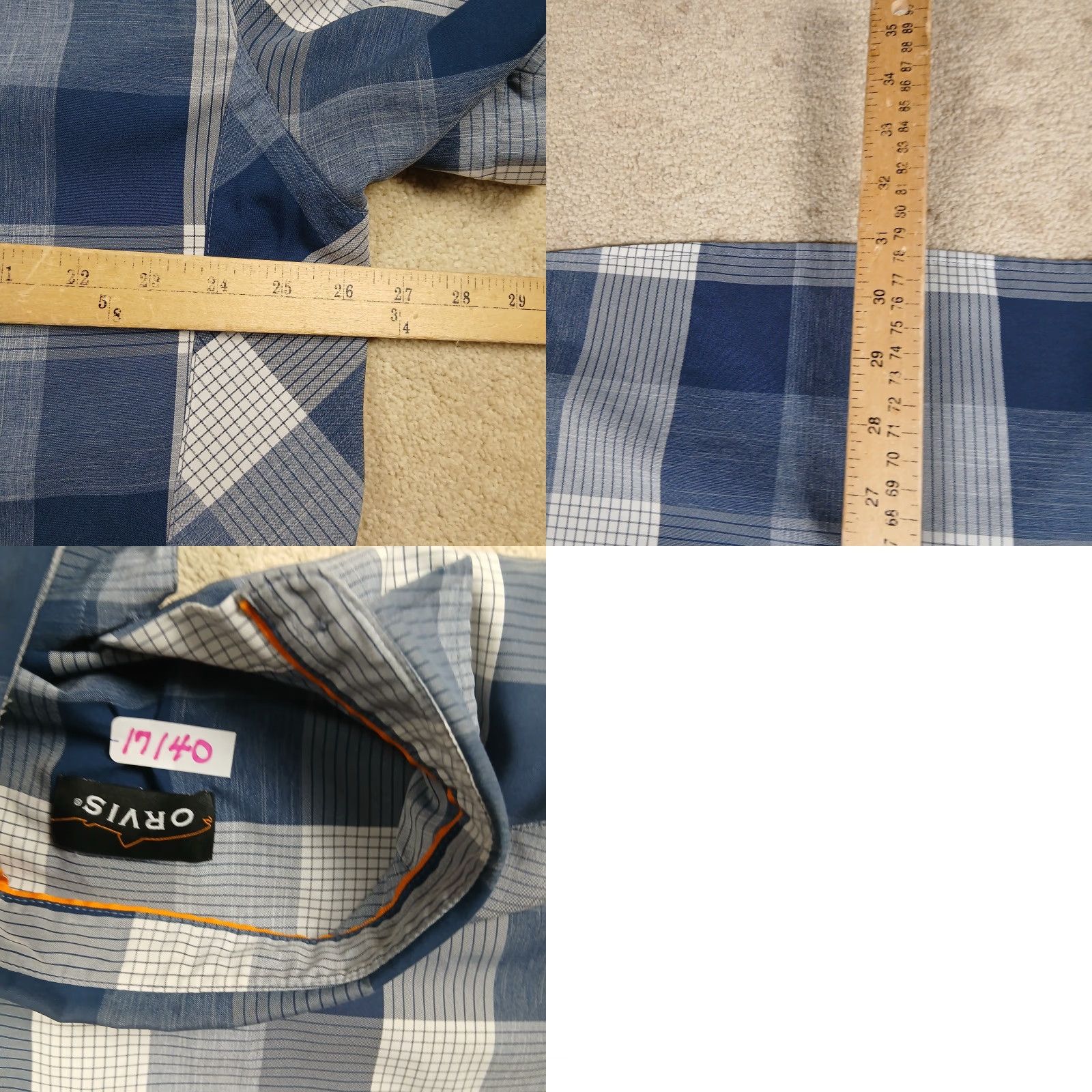Orvis Orvis Trout Bum Button Up Shirt Mens XL Extra Large Blue Plaid Shirt Button-Up Pattern: Check Short Sleeve Casual Workwear Men Blues Plaid blue? Size US XL / EU 56 / 4 - 8 Thumbnail