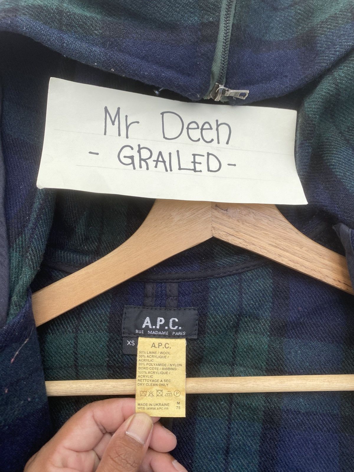 A.P.C. Rare Vintage A.P.C Checkered Wool Hooded Jacket Size US XS / EU 42 / 0 - 13 Thumbnail