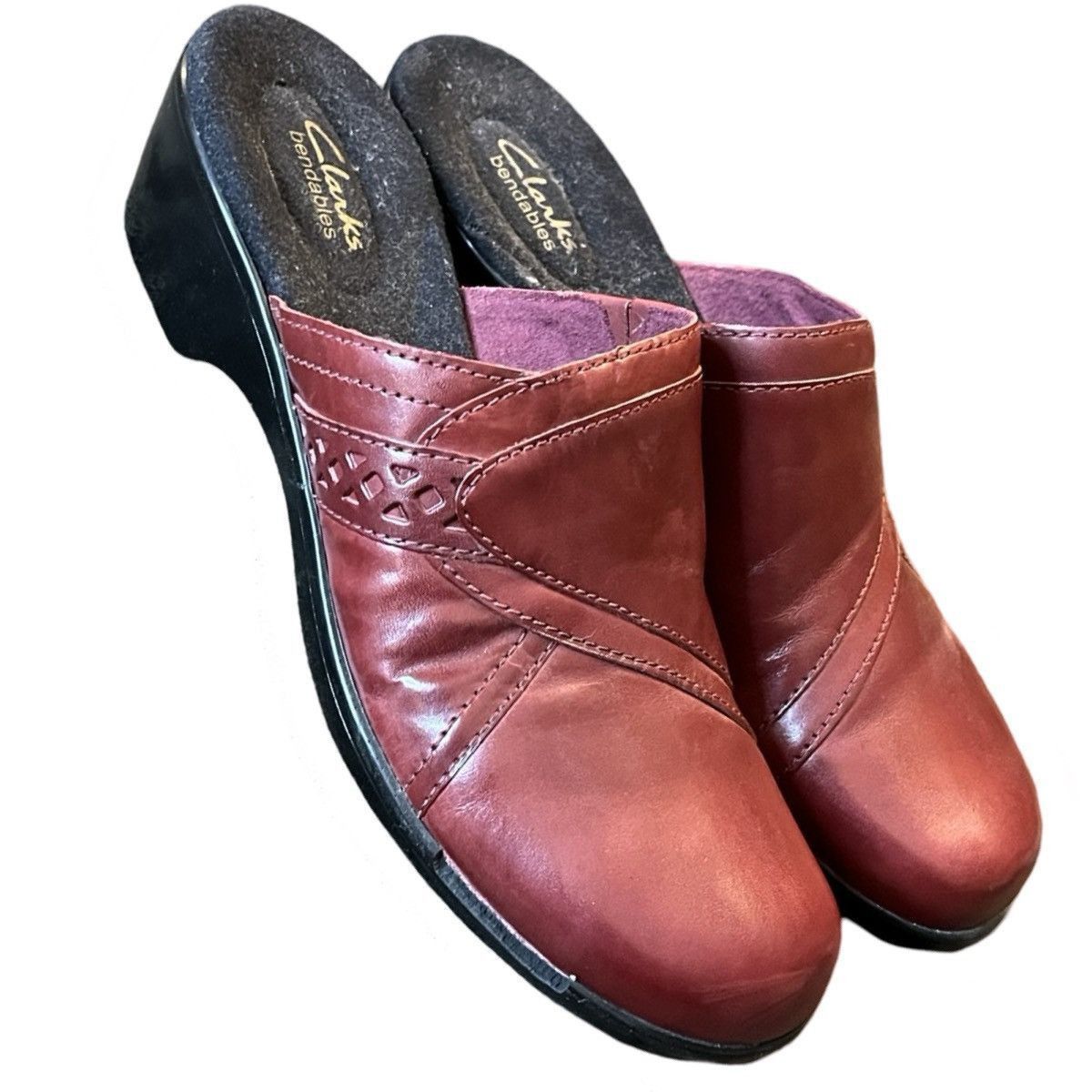 Clarks Clarks April Bayberry Red Leather Wedge Mules Sz 9 Size US 9 / IT 39 - 1 Thumbnail