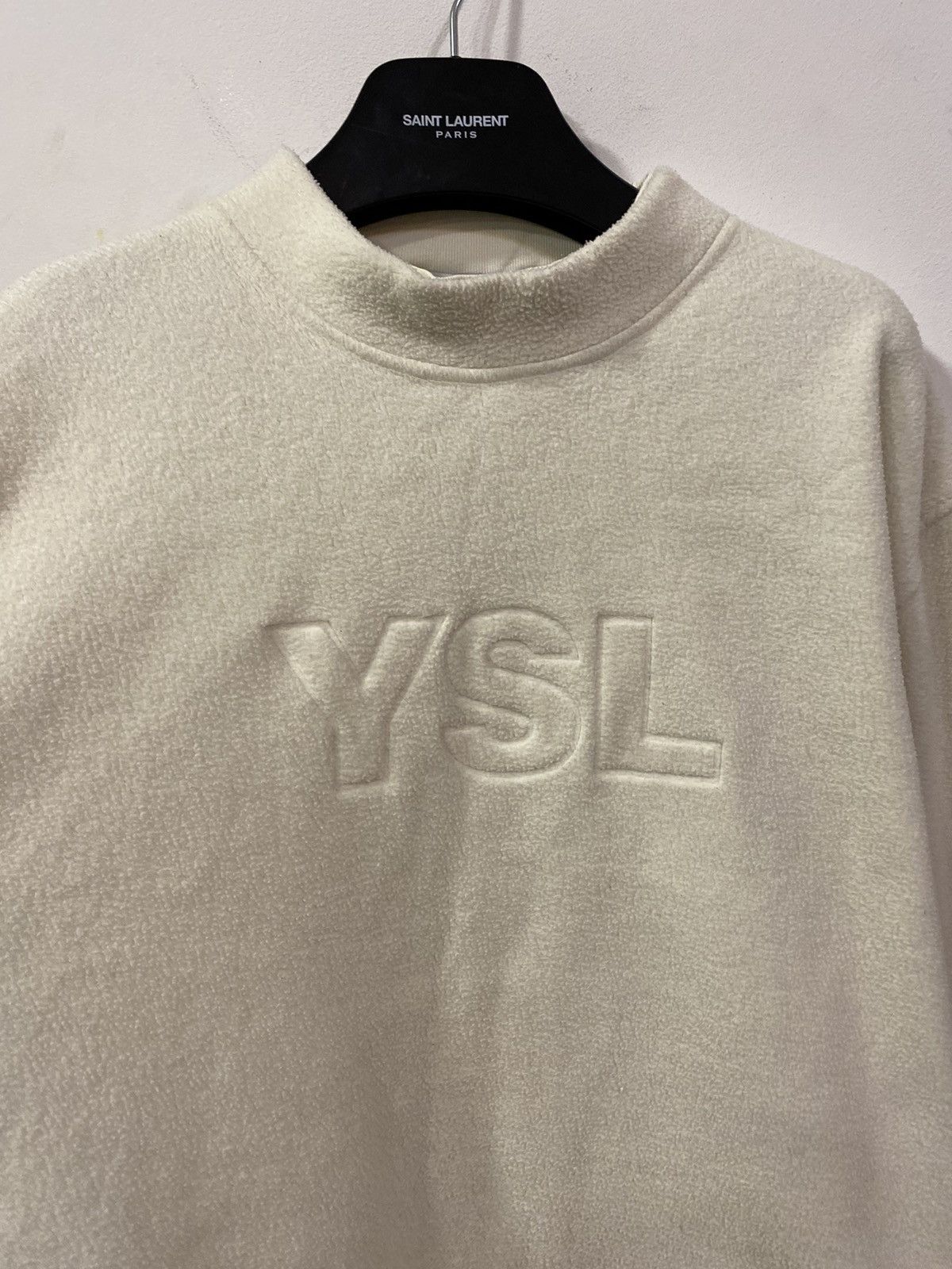 Yves Saint Laurent Fleece YSL Sweatshirt Big Logo White YSL Sweater Size US L / EU 52-54 / 3 - 11 Thumbnail
